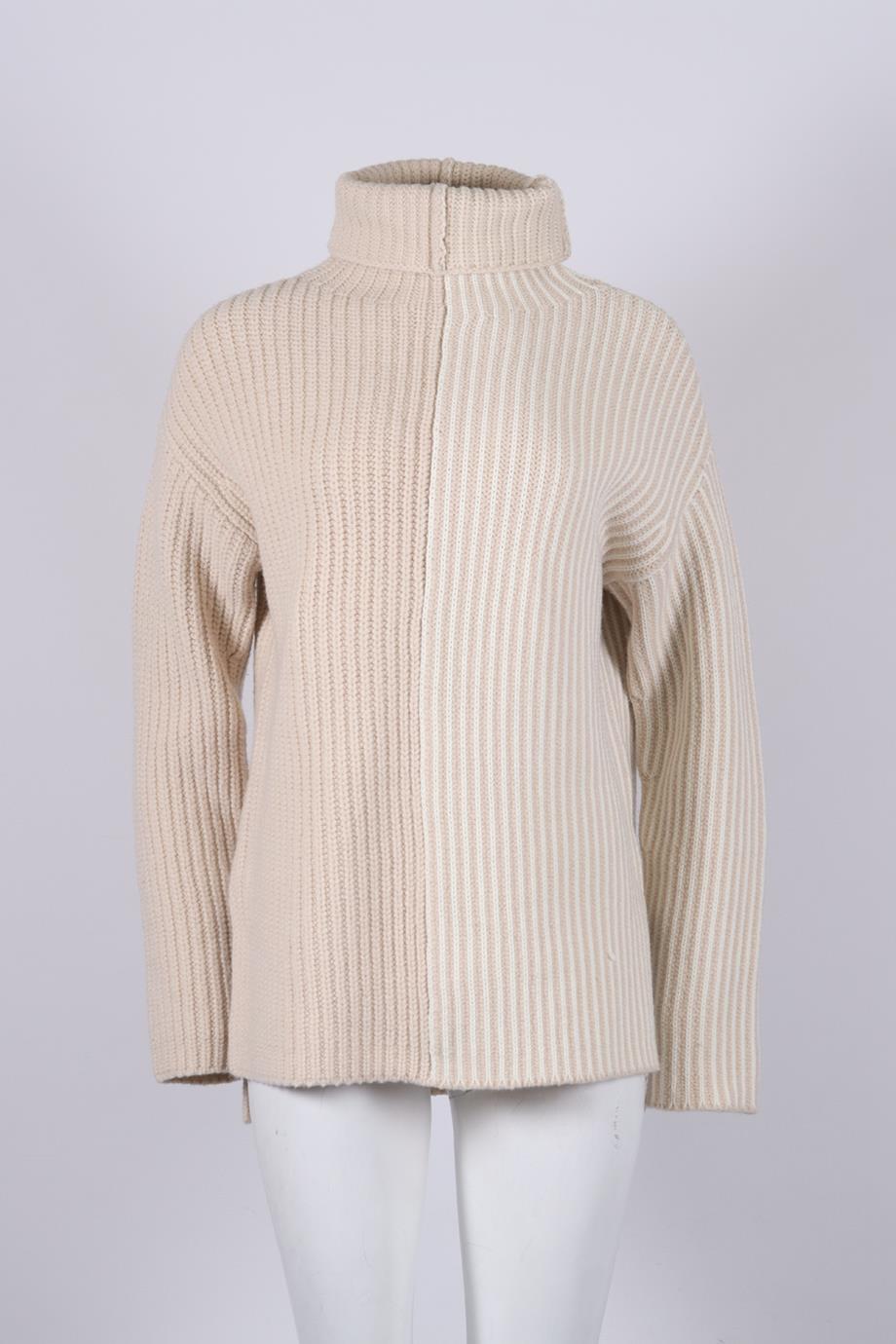JOSEPH RIBBED WOOL BLEND TURTLENECK SWEATER XSMALL
