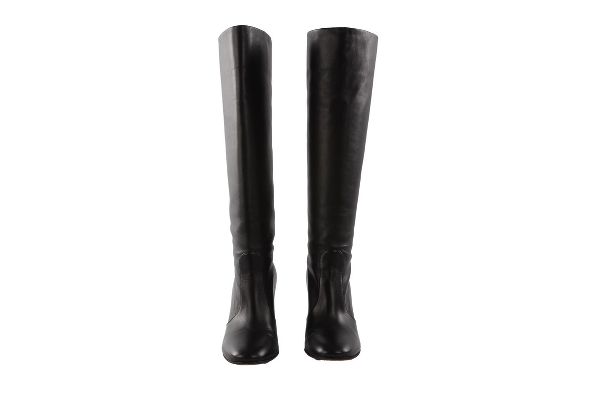 GIANVITO ROSSI BLACK LEATHER KNEE HIGH BOOTS  EU 38.5 UK 5.5 US 8.5