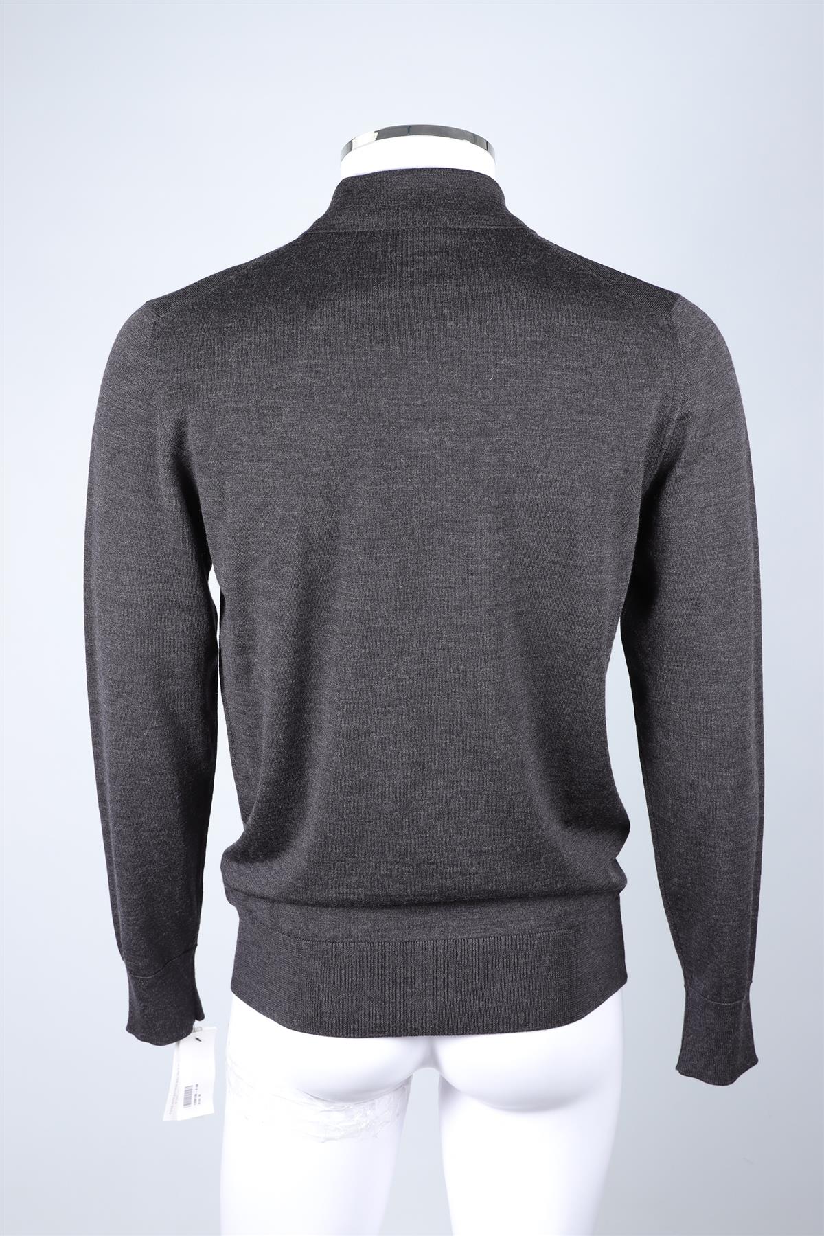 MR. P GREY MEN'S WOOL POLO SHIRT MEDIUM