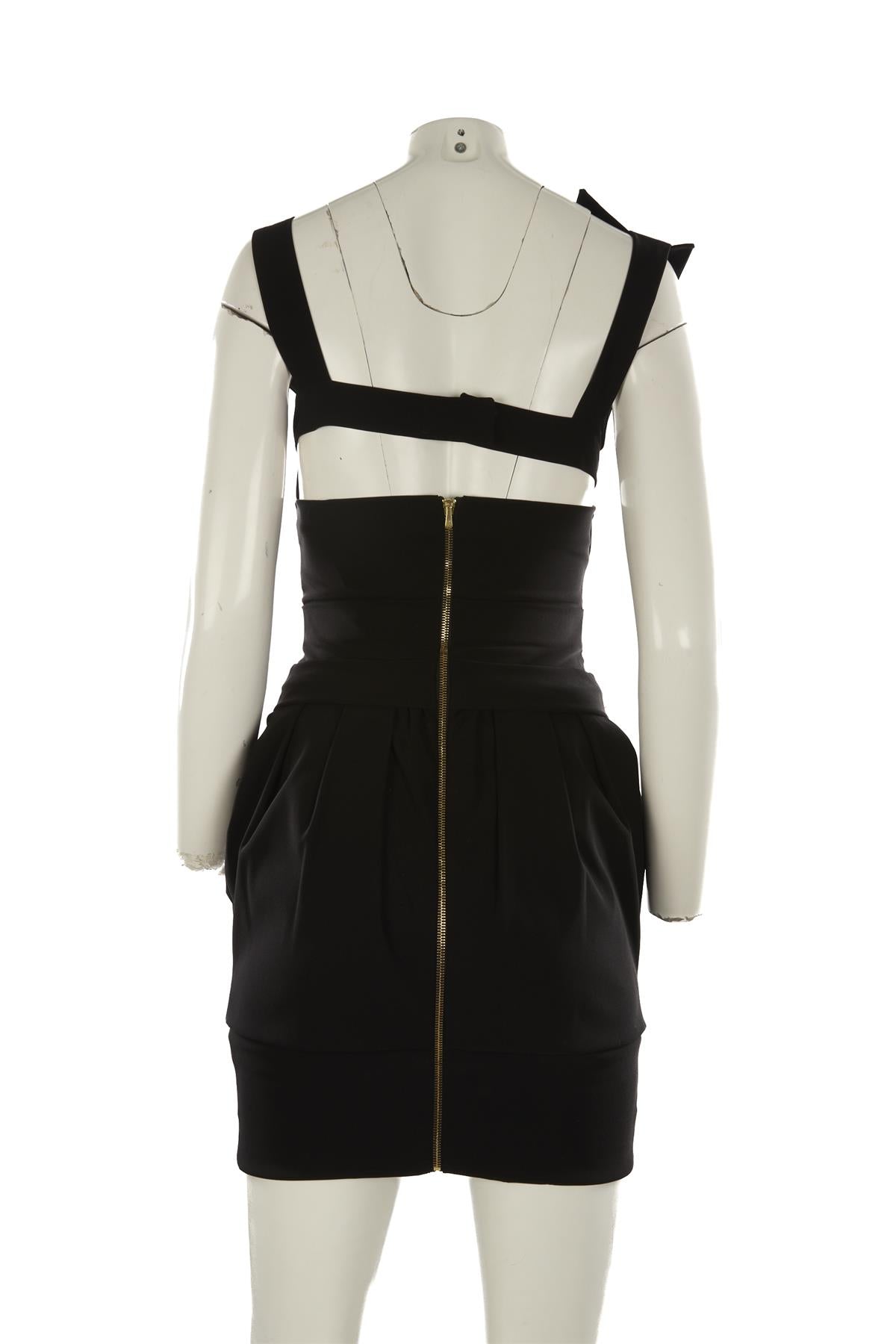 PREEN BY THORNTON BREGAZZI BLACK CREPE MINI DRESS MEDIUM