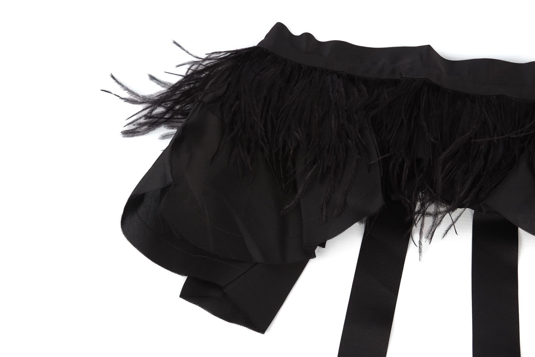 JOHANNA ORTIZ BLACK FEATHER WAIST BELT