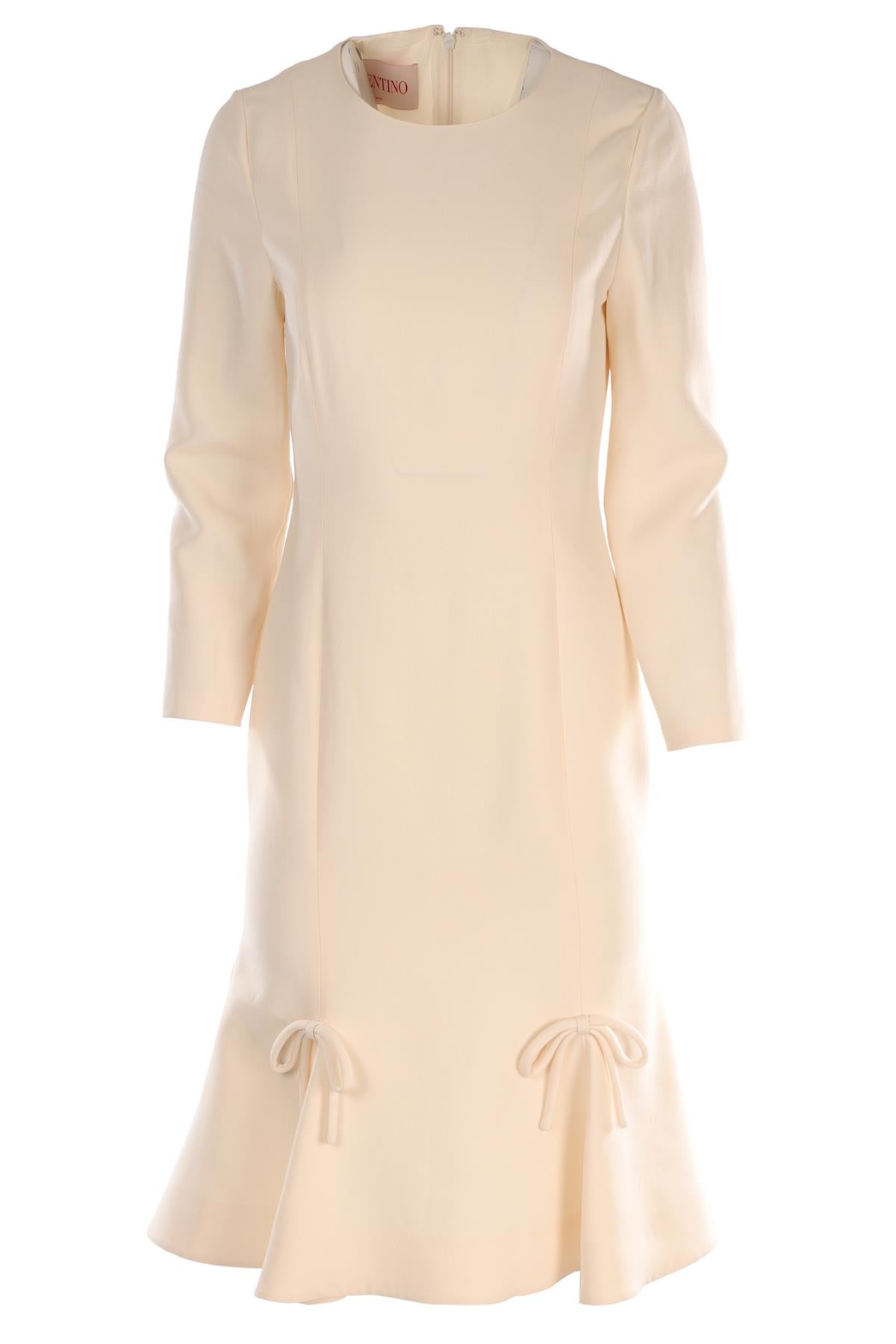 VALENTINO IVORY WOOL MIDI DRESS IT 42 UK 10