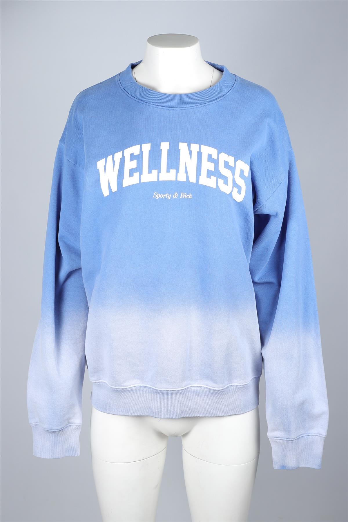 SPORTY & RICH BLUE COTTON SWEATSHIRT MEDIUM
