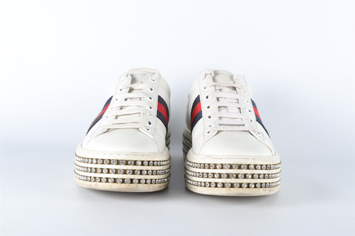 GUCCI WHITE ACE LEATHER PLATFORM SNEAKERS EU 36.5 UK 3.5 US 6.5