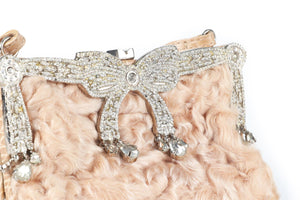 VALENTINO GARAVANI PINK VINTAGE CROCODILE AND PERSIAN LAMB TOTE BAG