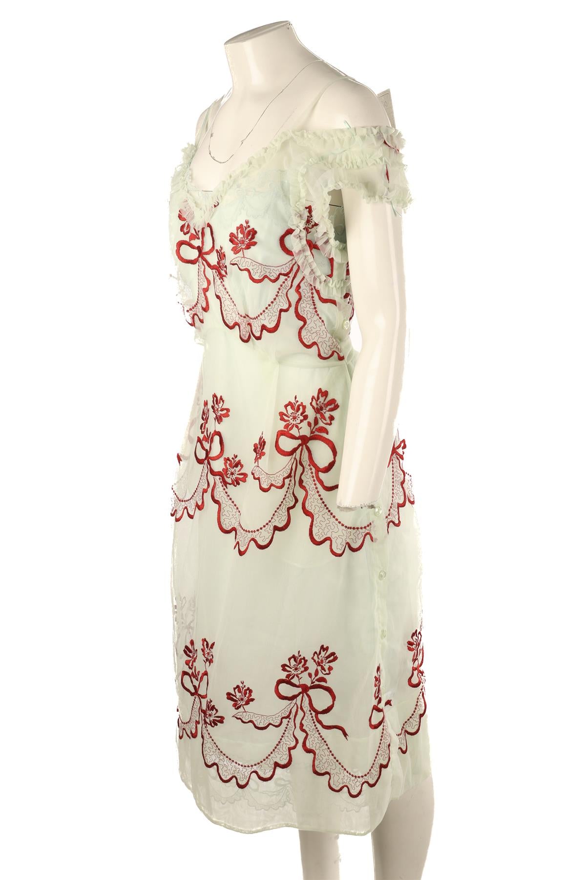 SIMONE ROCHA GREEN TULLE MIDI DRESS UK 8