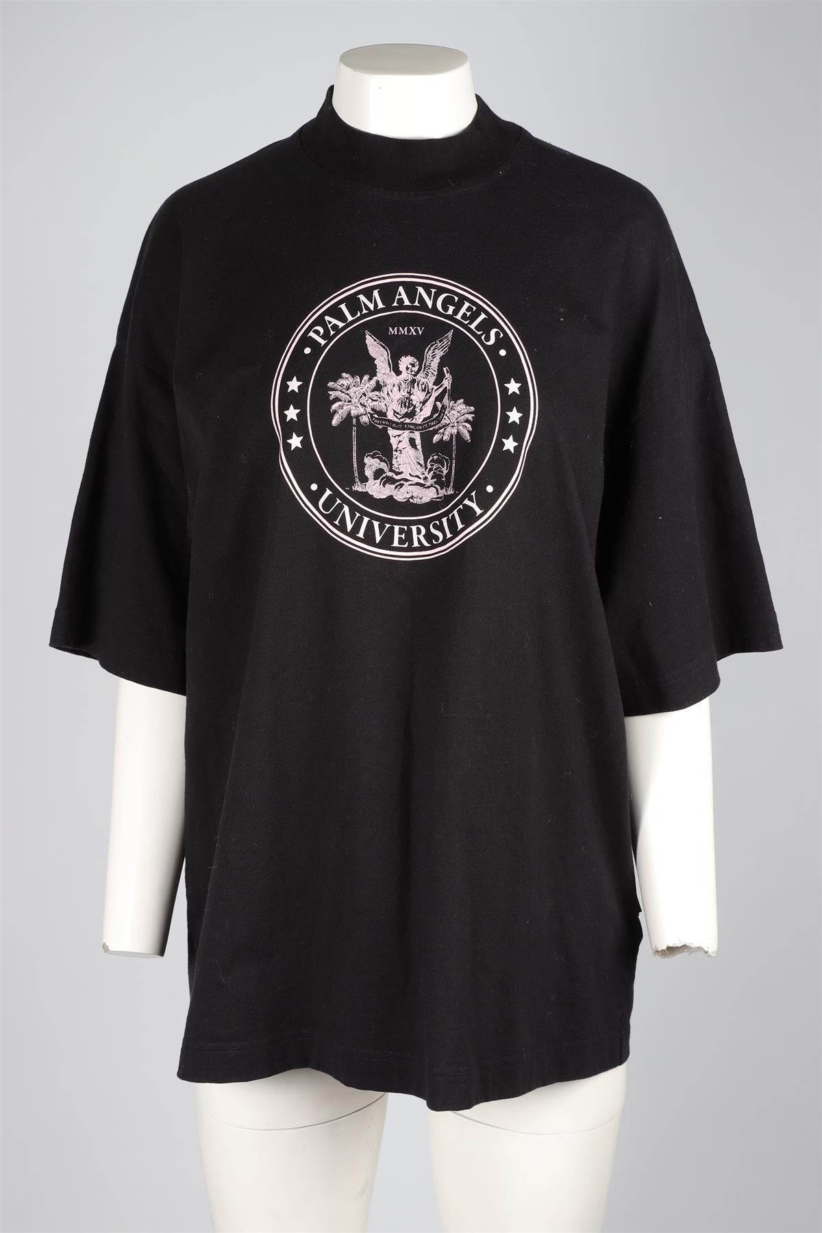 PALM ANGELS BLACK COTTON T-SHIRT MEDIUM