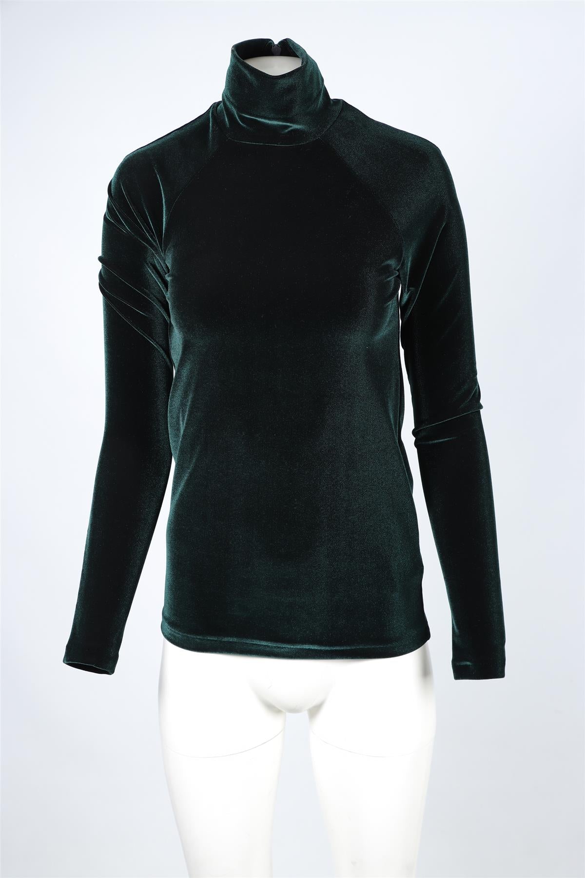 HAIDER ACKERMANN GREEN VELVET TOP XSMALL