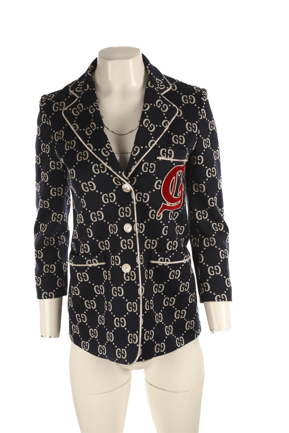 GUCCI BLUE GG COTTON BLAZER IT 38 UK 6