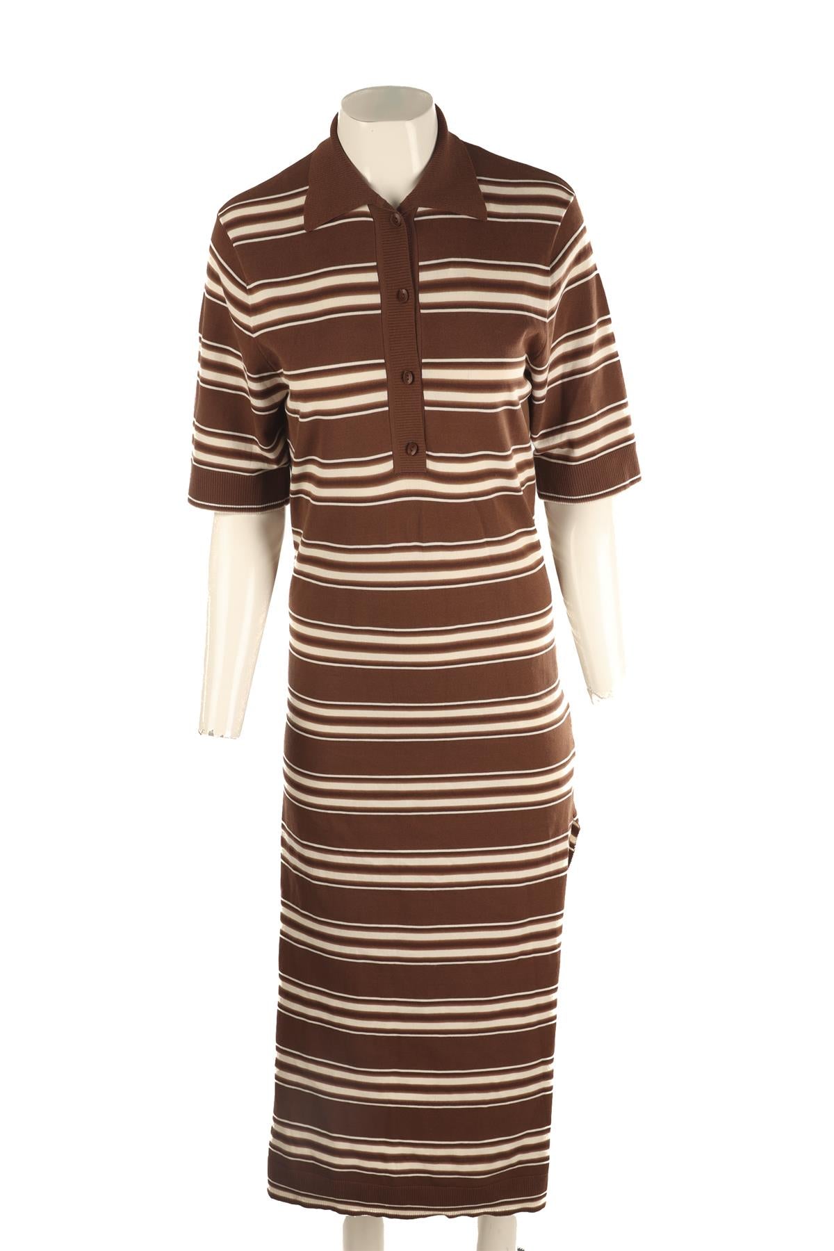FAITHFULL THE BRAND BROWN COTTON MAXI DRESS AU 8 UK 8