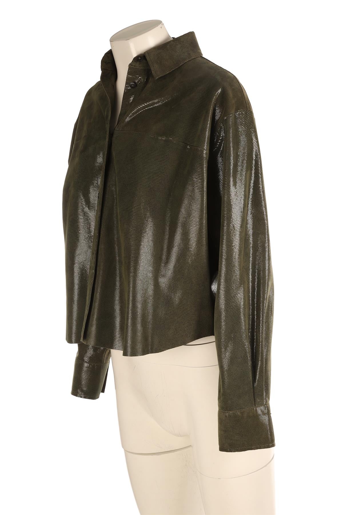 FORTE FORTE GREEN SUEDE SHIRT 1 UK 10