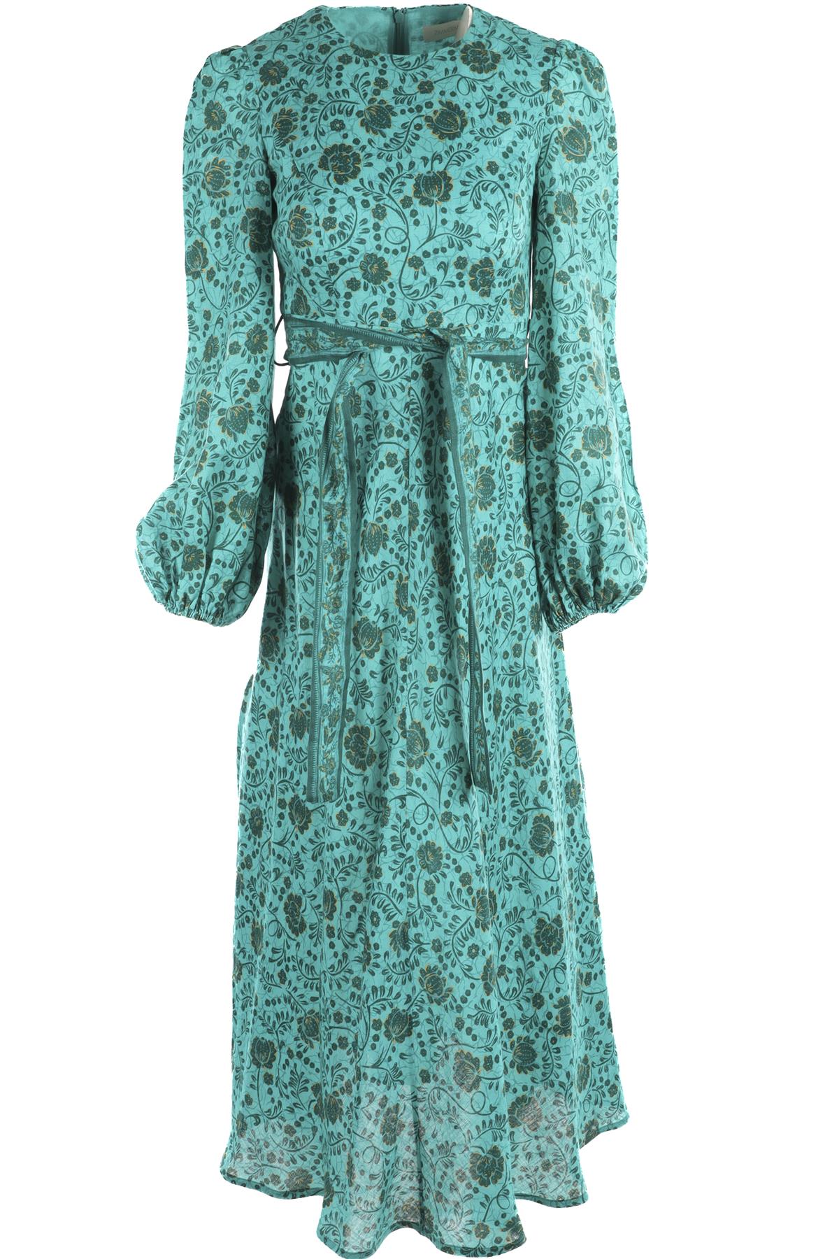 ZIMMERMANN GREEN LINEN MAXI DRESS 0 UK 8