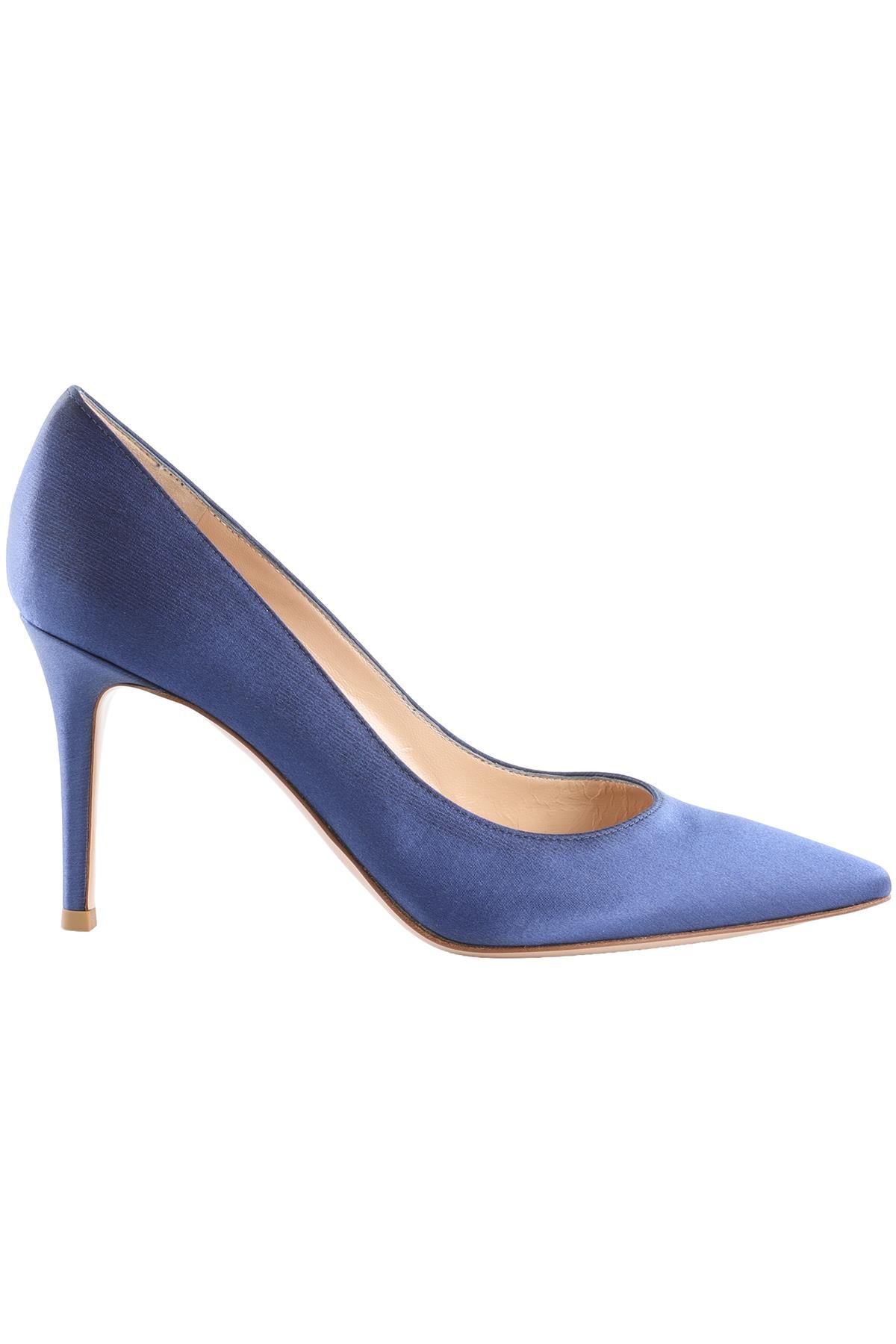 GIANVITO ROSSI BLUE SATIN PUMPS EU 38 UK 5