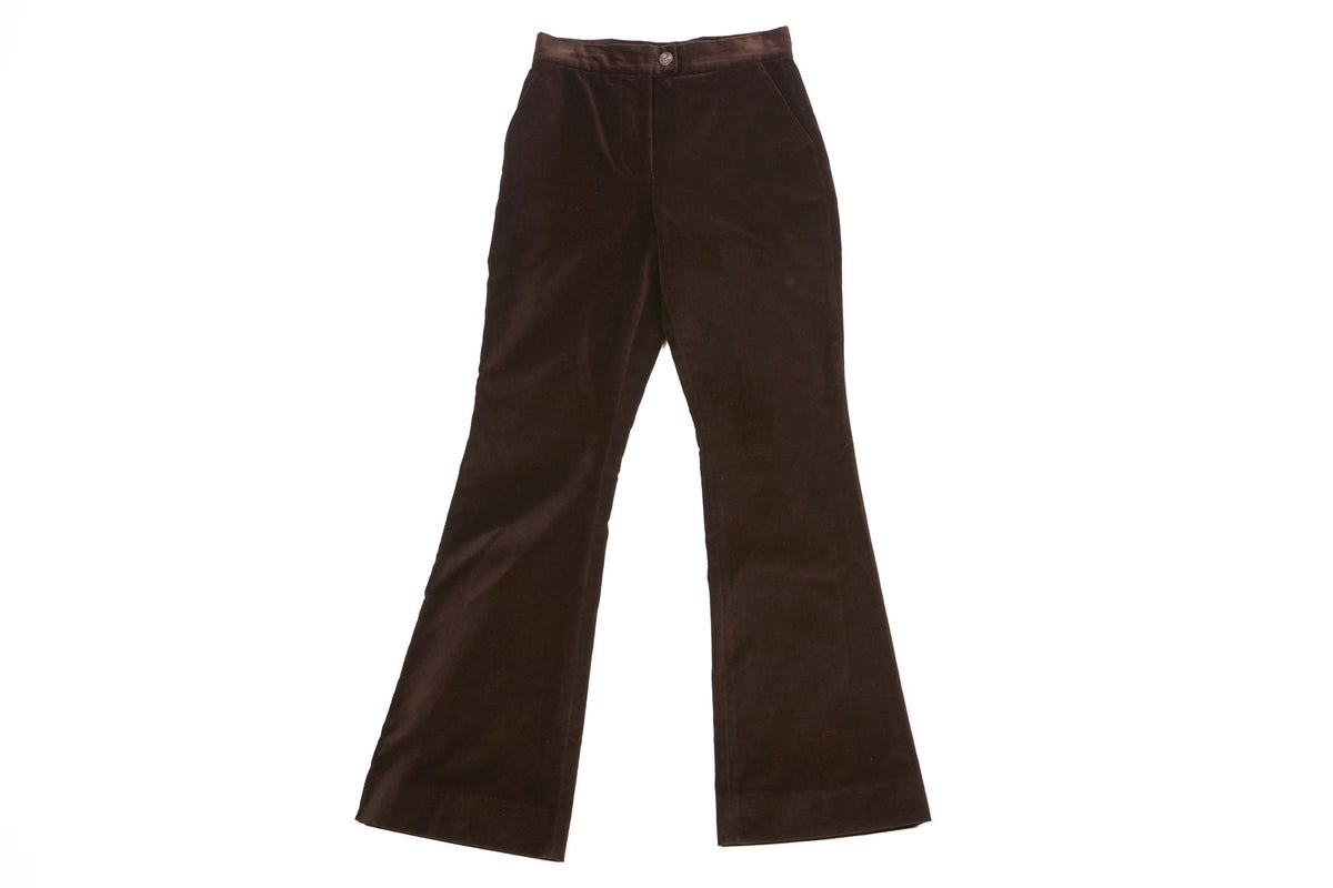 KIPPER BROWN VELVET FLARED PANTS UK 8