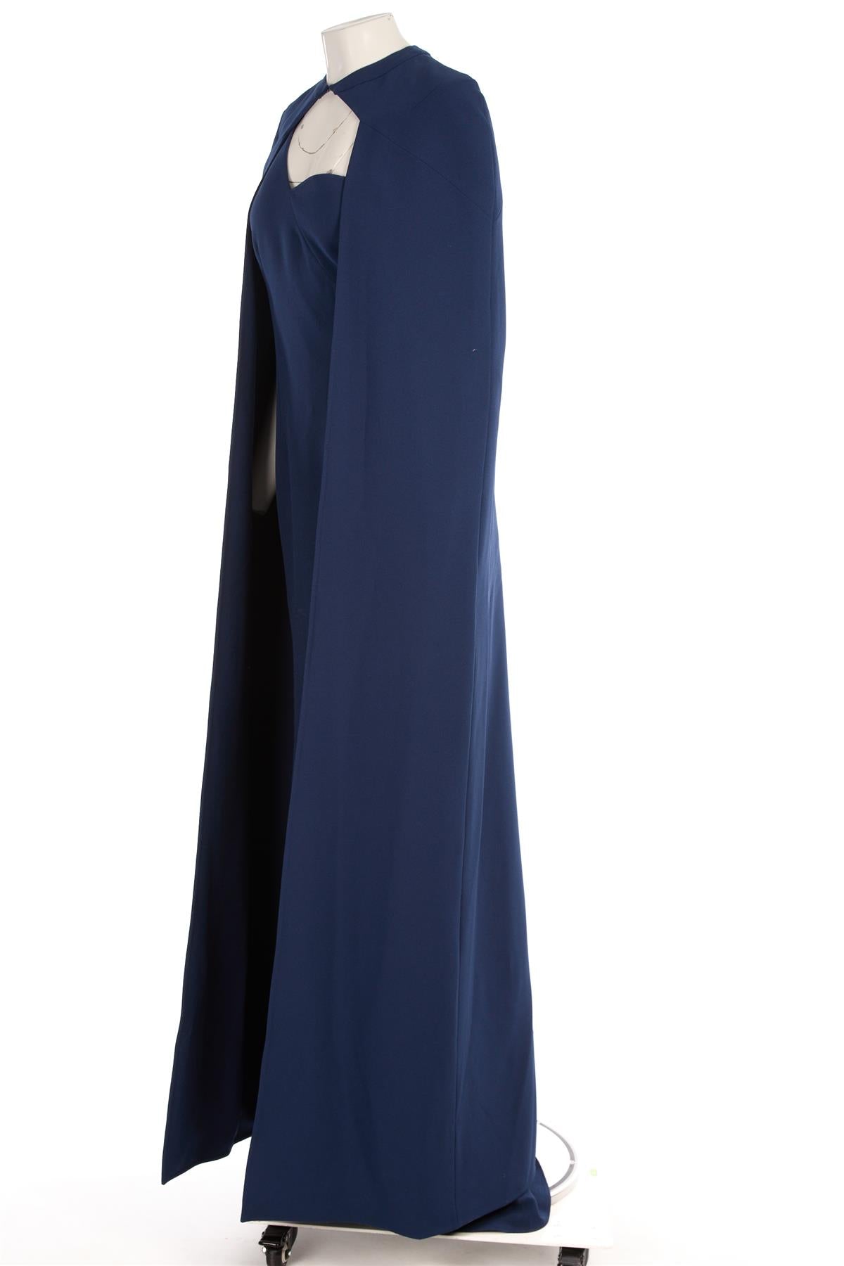 SAFIYAA NAVY CREPE MAXI DRESS AND CAPE FR 40 UK 12