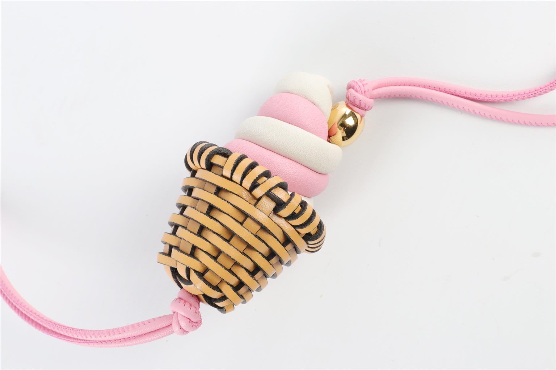 LOEWE + PAULA'S IBIZA PINK ICE CREAM LEATHER BAG CHARM