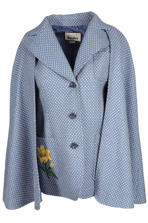 GUCCI BLUE GARDEN WOOL CAPE IT 42 UK 10