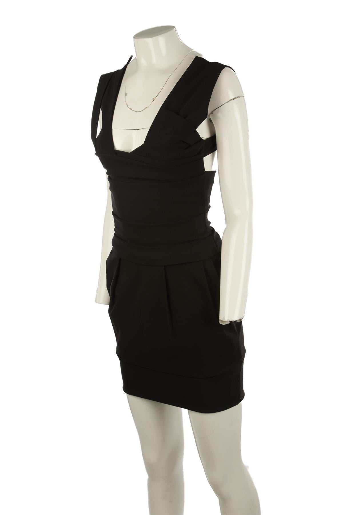 PREEN BY THORNTON BREGAZZI BLACK CREPE MINI DRESS MEDIUM