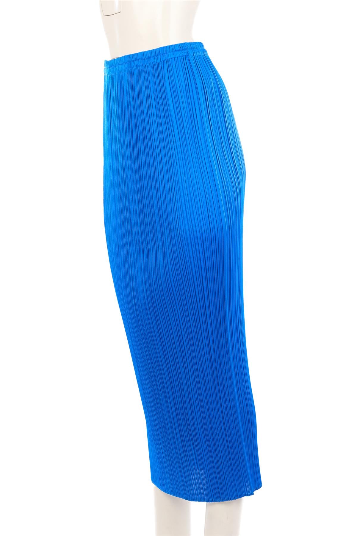 PLEATS PLEASE ISSEY MIYAKE BLUE MIDI SKIRT UK 12