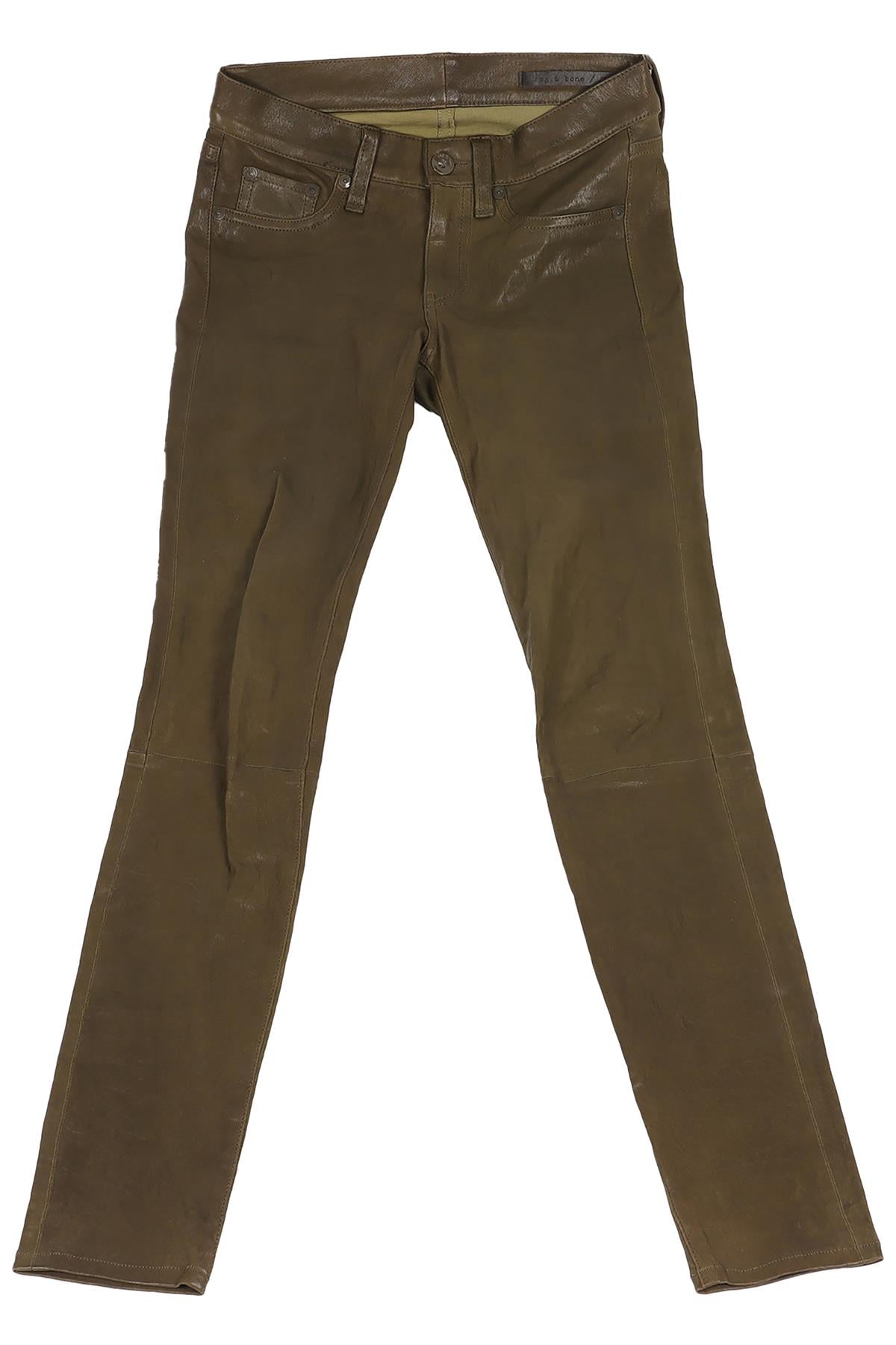 RAG & BONE GREEN LEATHER SKINNY PANTS W 29 UK 10-12