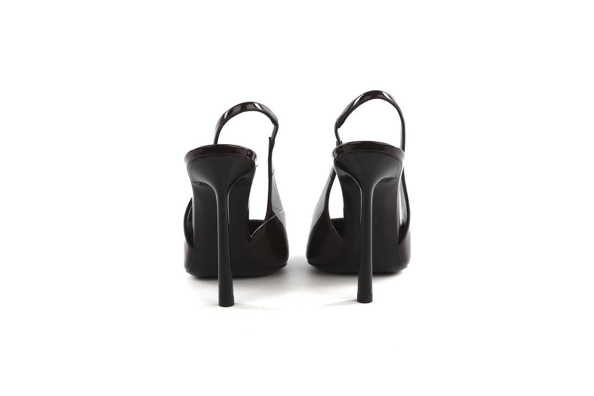 SAINT LAURENT BURGUNDY VENDOME PATENT LEATHER SLINGBACK PUMPS EU 39 UK 6 US 9