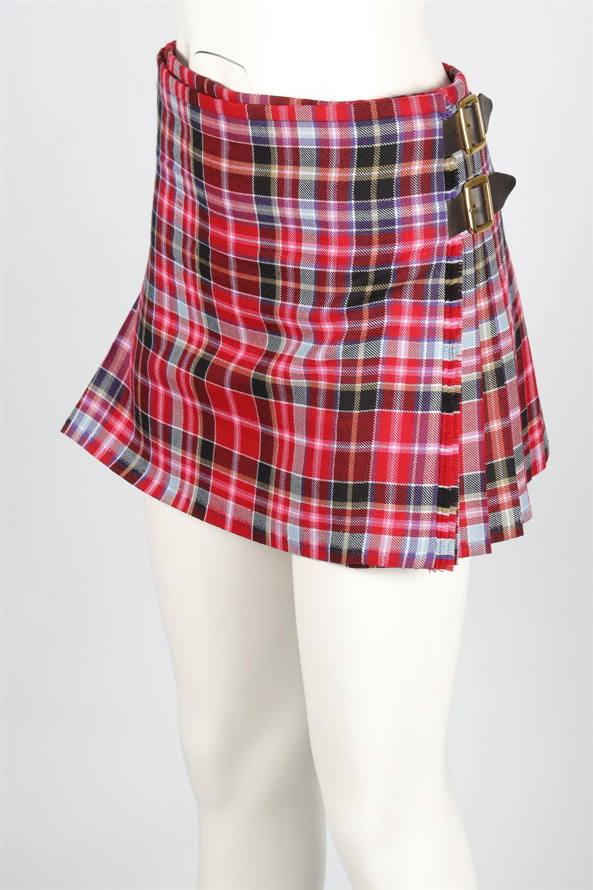 WORLD'S END + VIVIENNE WESTWOOD RED WOOL MINI SKIRT US 2 UK 6