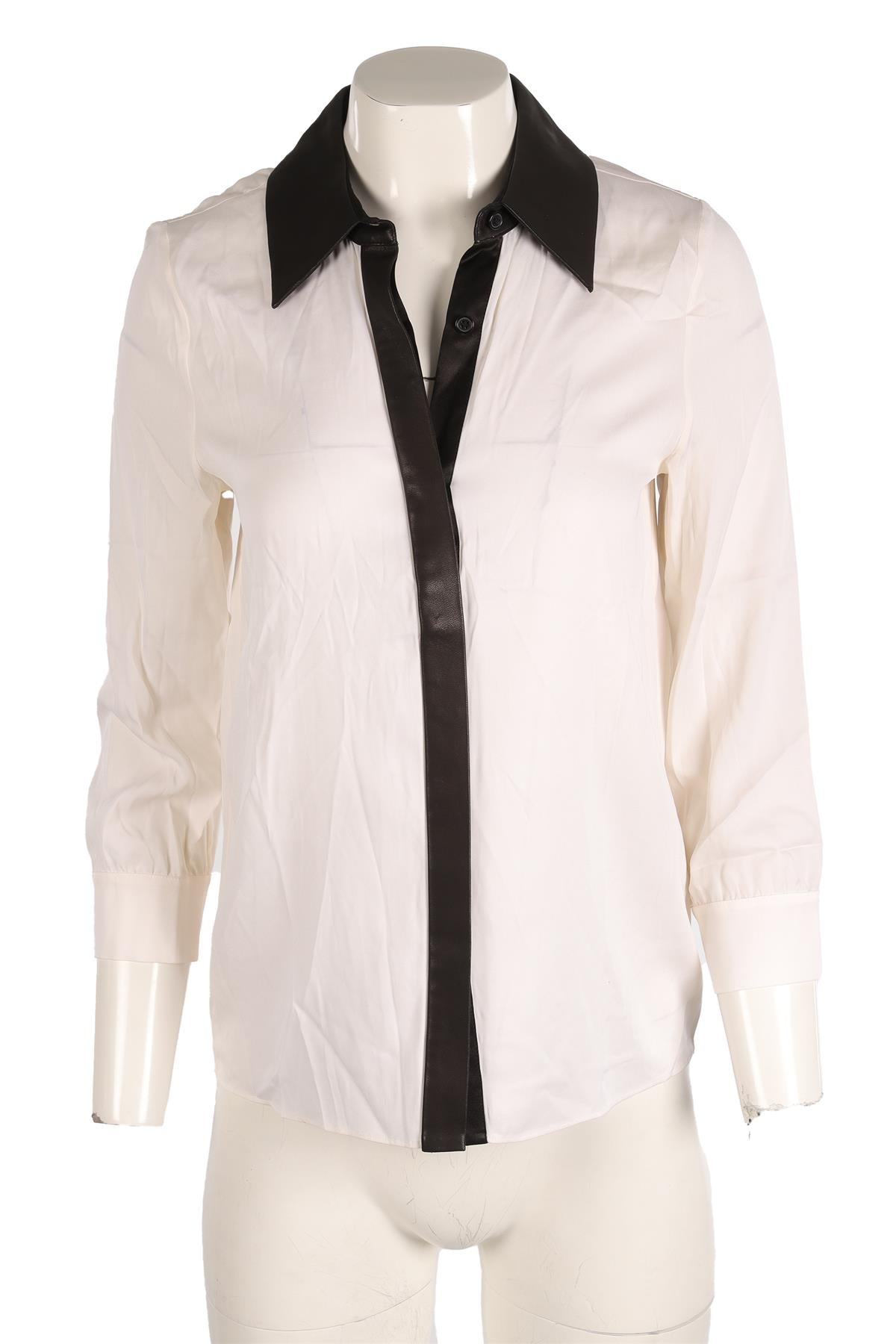 ALICE + OLIVIA CREAM SILK SHIRT SMALL