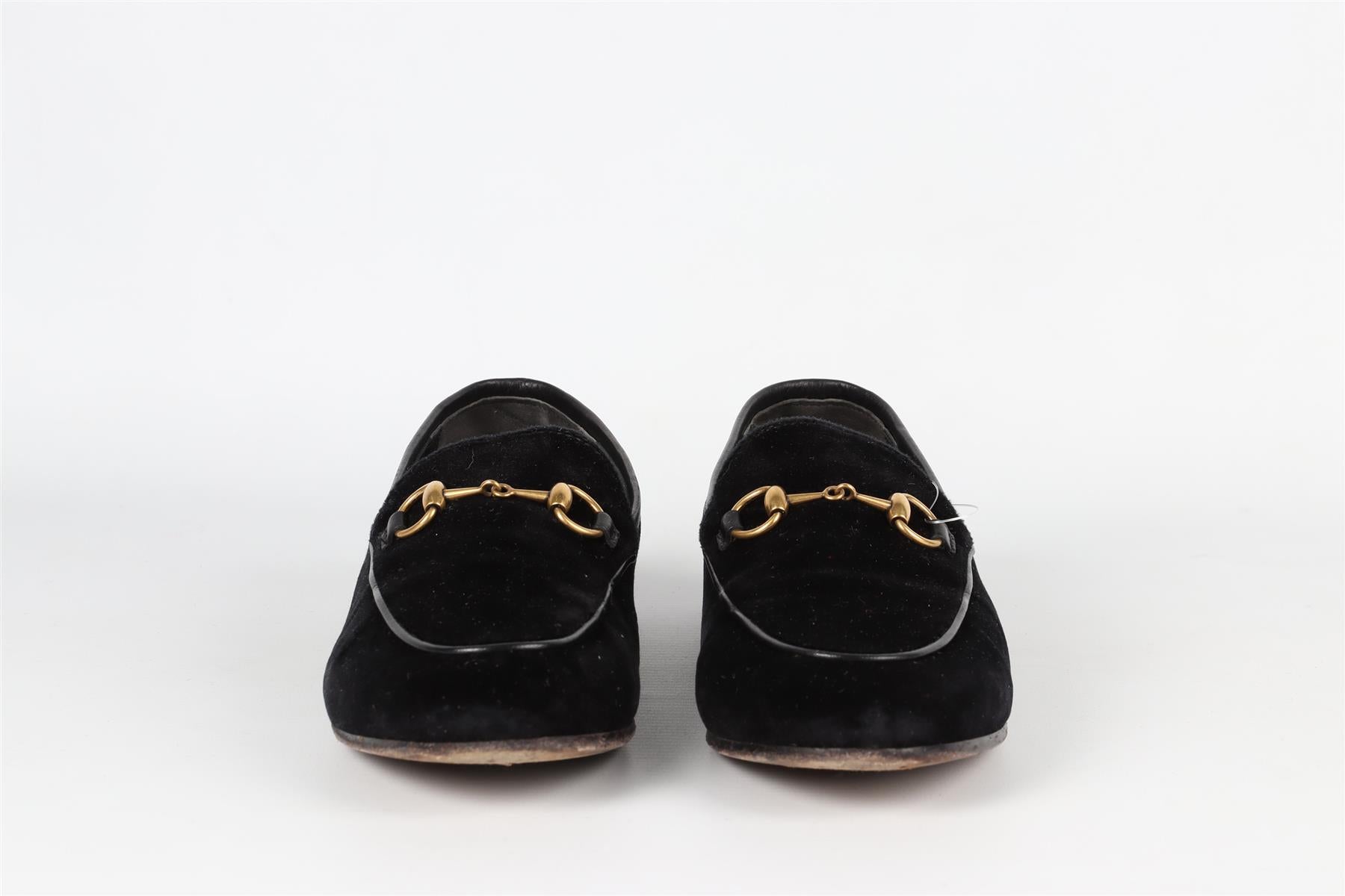 GUCCI BLACK JORDAAN VELVET LOAFERS EU 37 UK 4 US 7