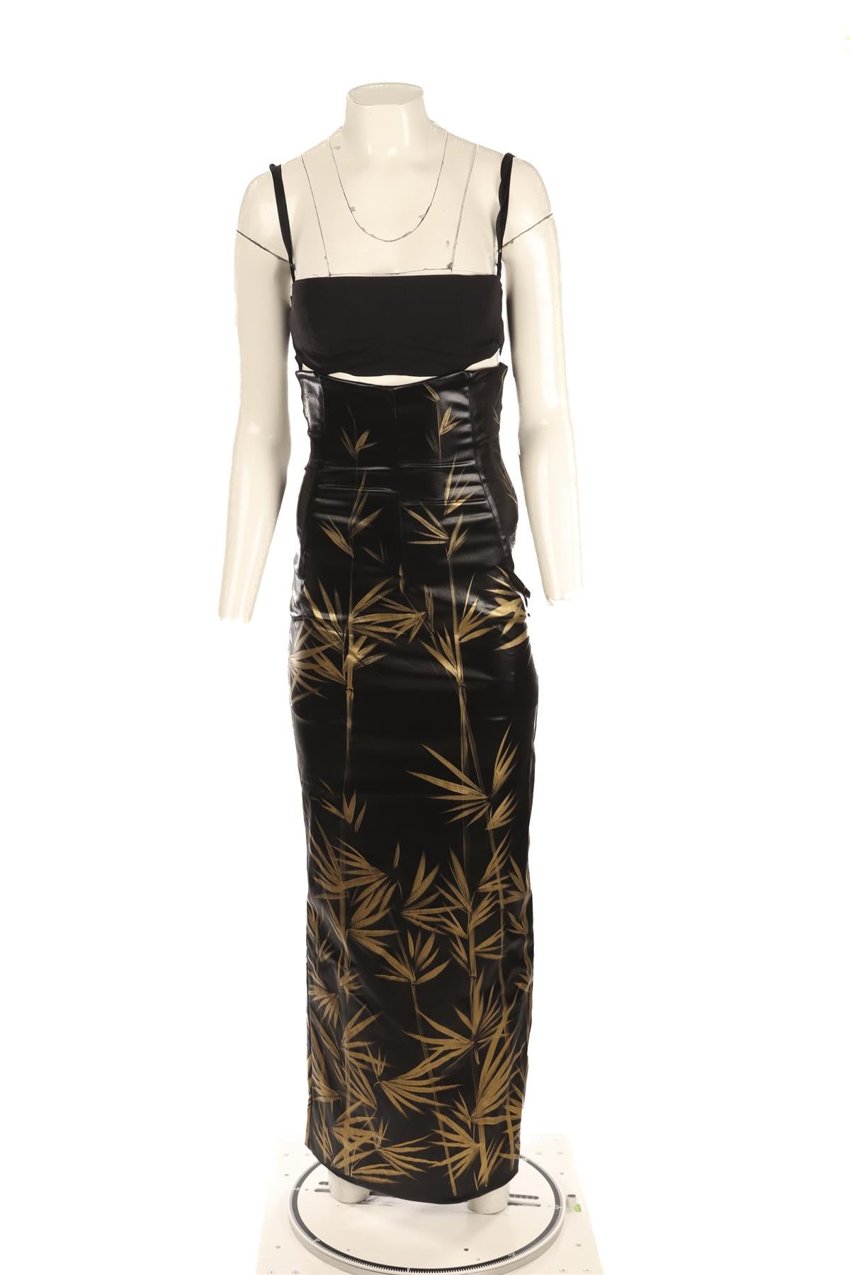 DOLCE & GABBANA BLACK 1999 SATIN TOP AND SKIRT SET IT 40-42 UK 8-10