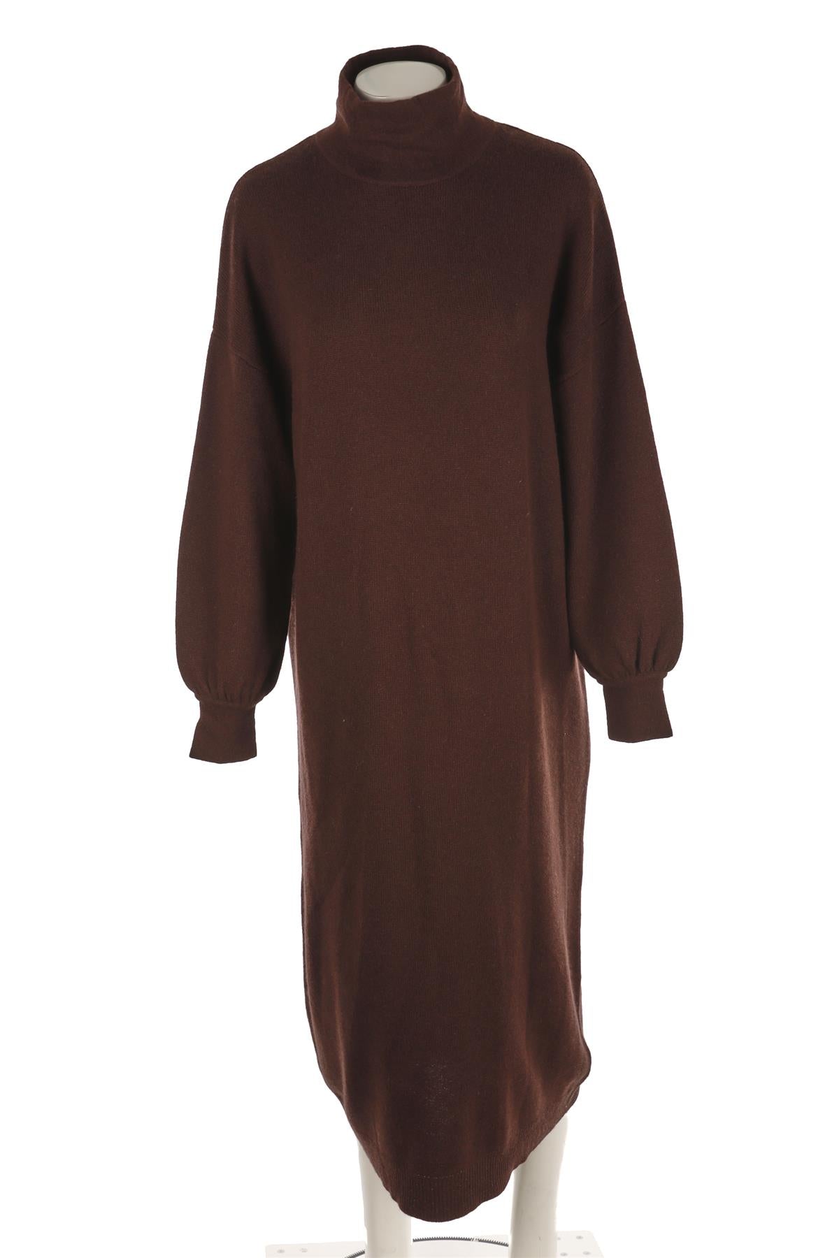 ALLUDE BROWN CASHMERE MAXI DRESS SMALL