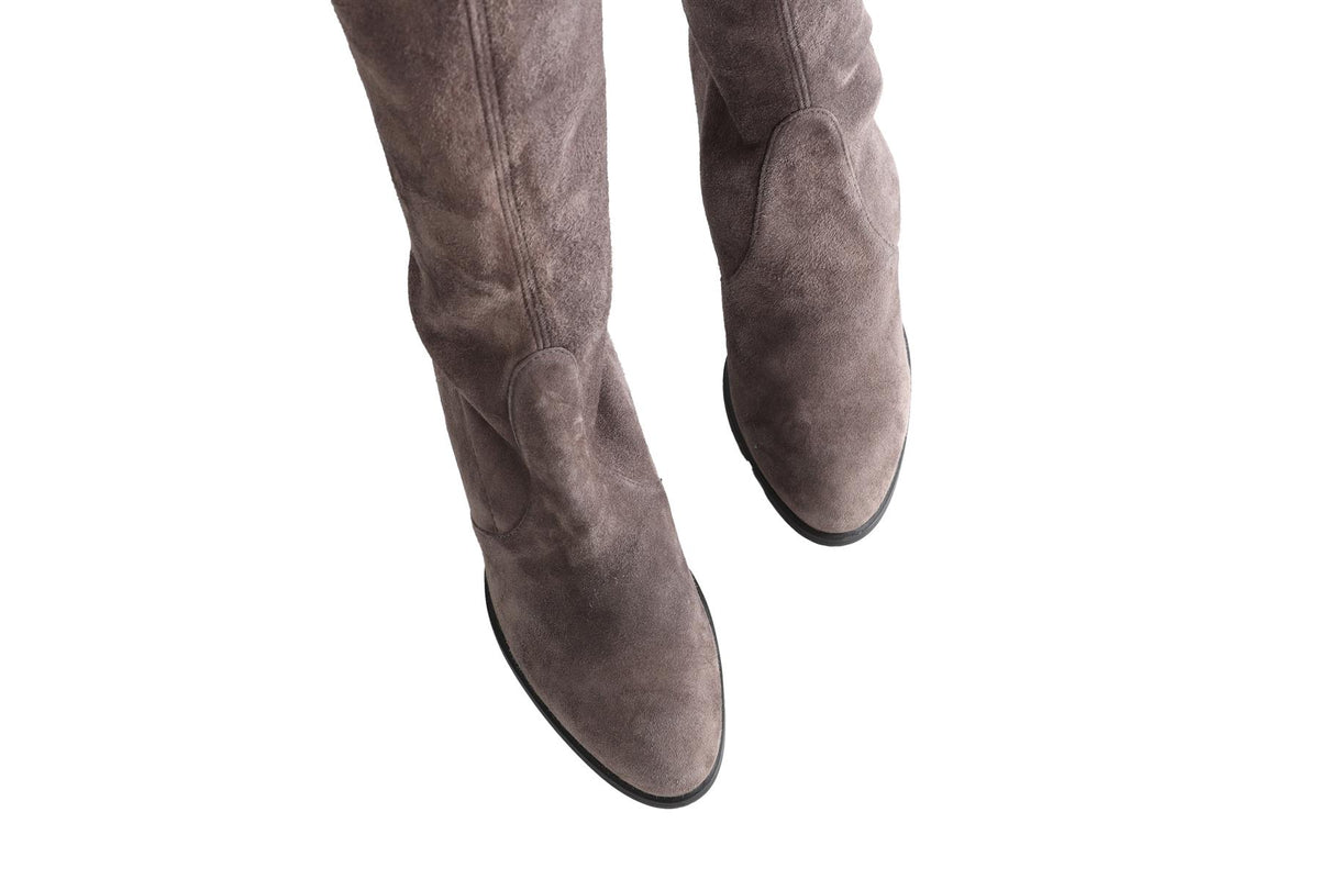 STUART WEITZMAN GREY HIGHLAND SUEDE OVER THE KNEE BOOTS US 8.5 UK 5.5 EU 38.5
