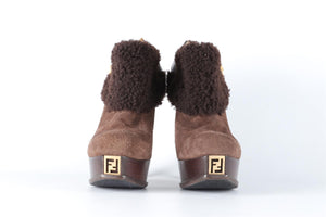 FENDI BROWN SUEDE ANKLE BOOTS EU 38 UK 5 US 8
