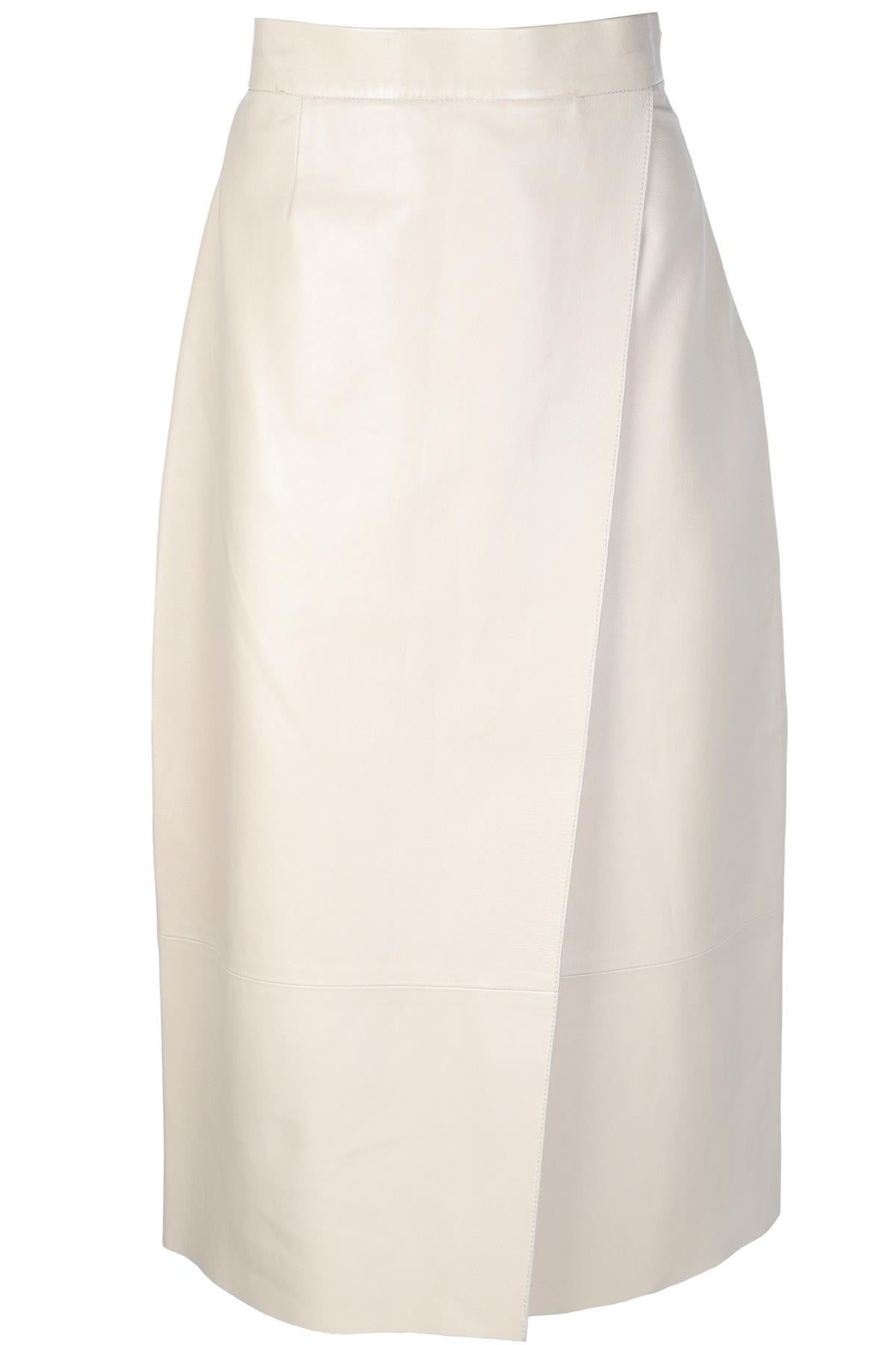 INÈS & MARÉCHAL BEIGE LEATHER MIDI SKIRT FR 38 UK 10