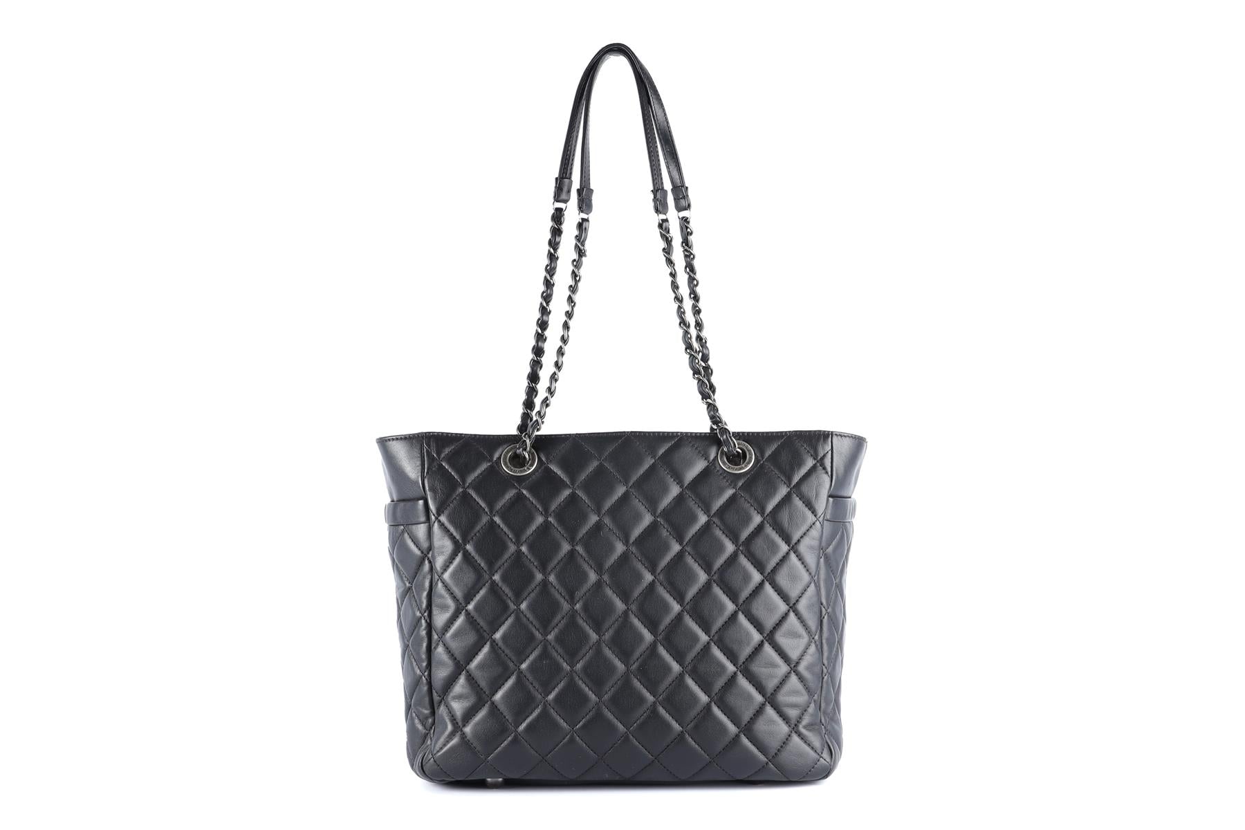 CHANEL BLACK 2014 SMALL QUILTED LEATHER TOTE BAG