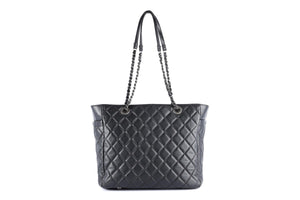 CHANEL BLACK 2014 SMALL QUILTED LEATHER TOTE BAG