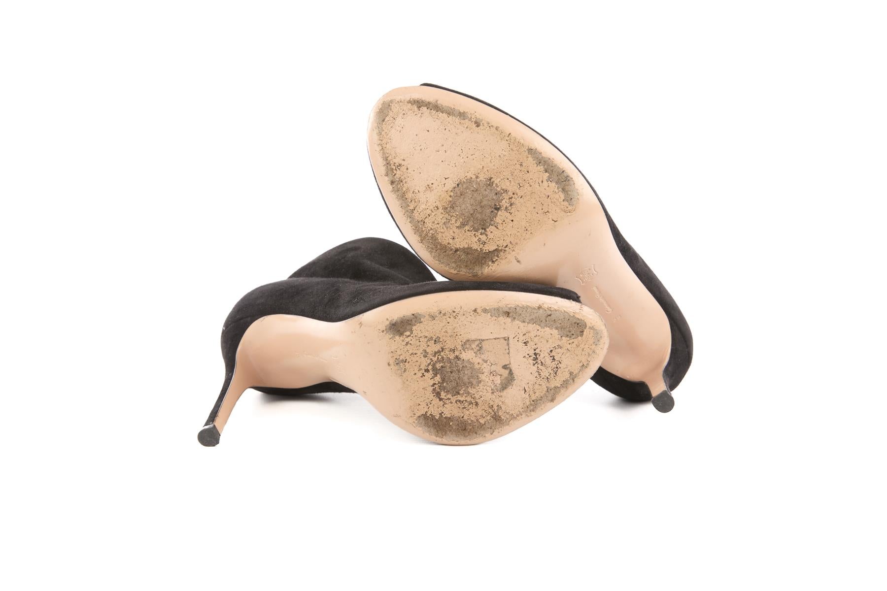 GIANVITO ROSSI BLACK SUEDE ANKLE BOOTS EU 38 UK 5 US 8