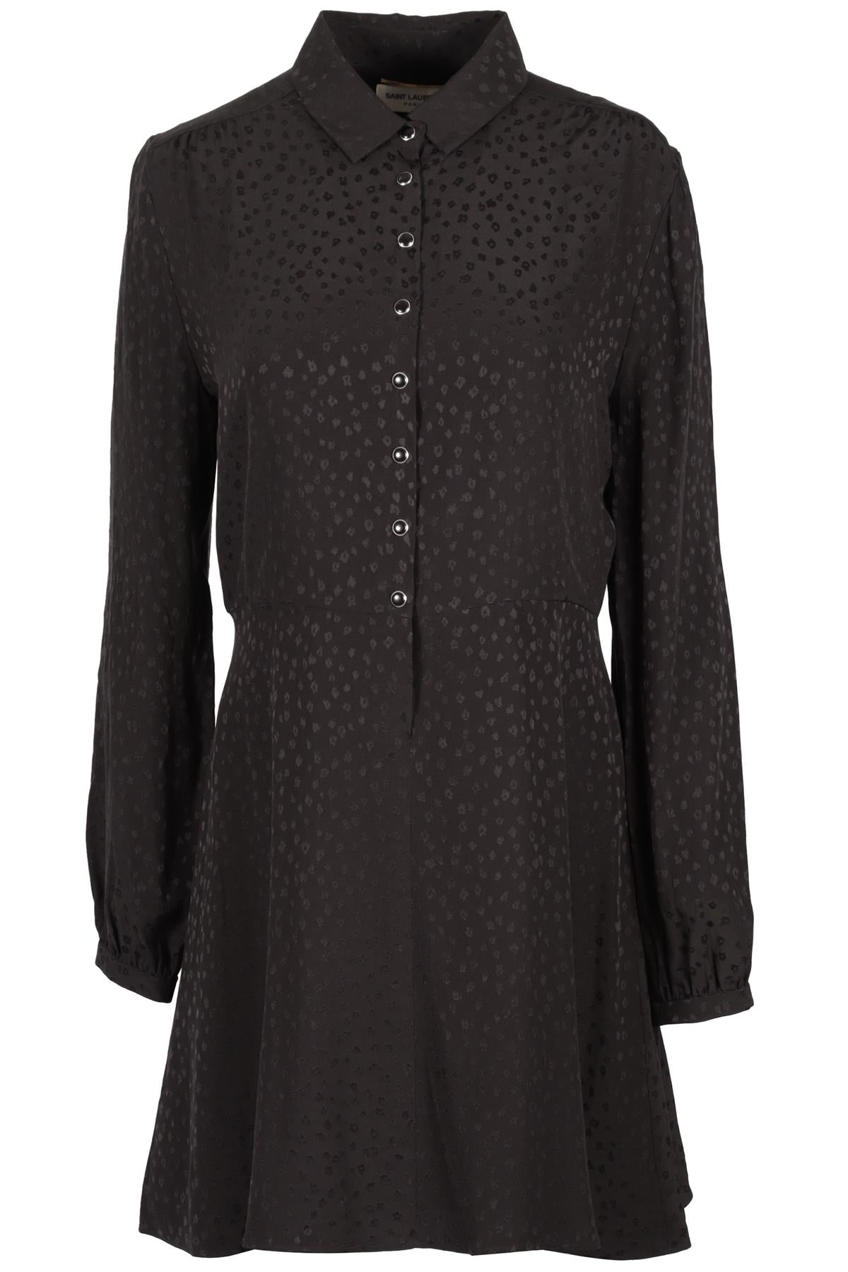 SAINT LAURENT BLACK SILK MINI DRESS FR 42 UK 14