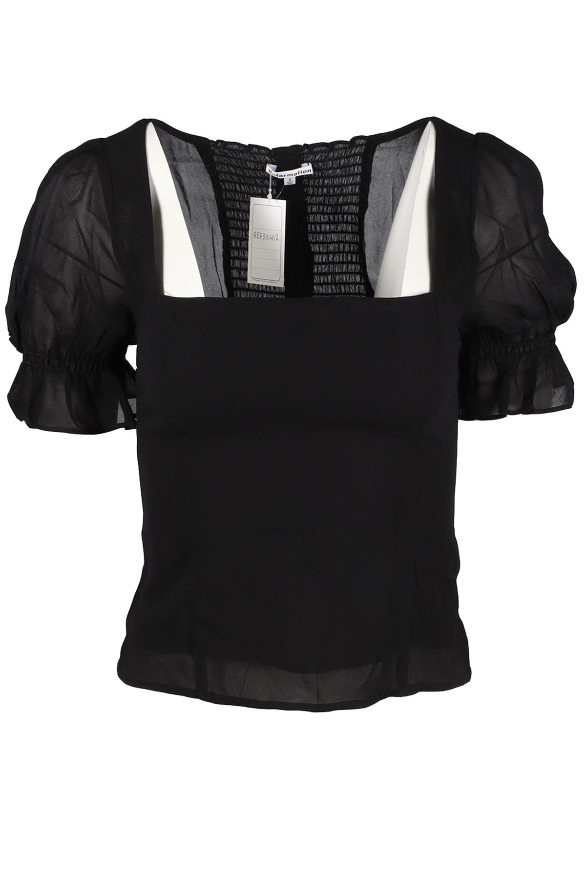 REFORMATION BLACK CHIFFON TOP US 2 UK 6