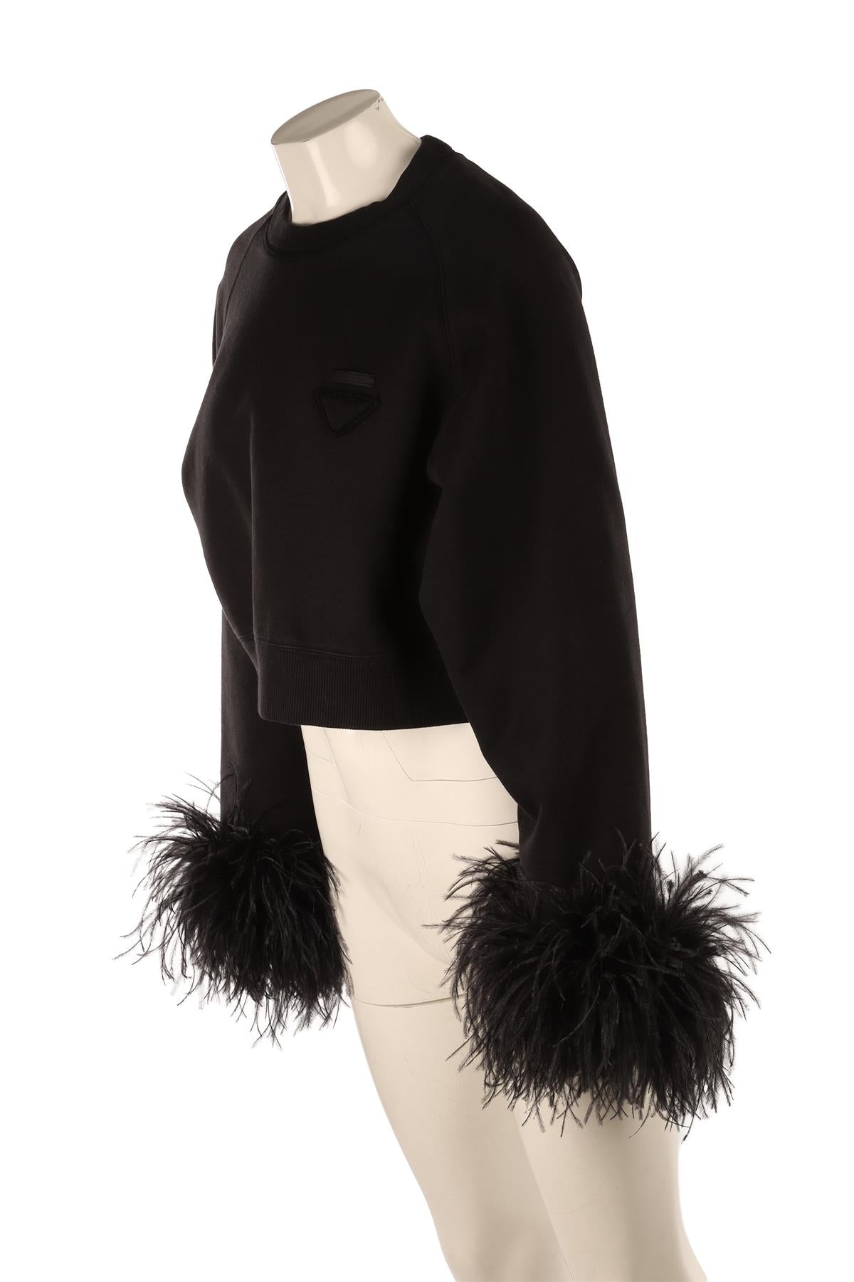 PRADA BLACK COTTON SWEATSHIRT SMALL