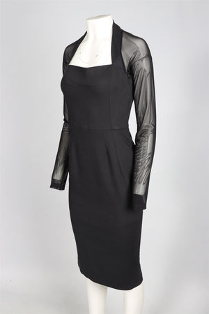 DOLCE & GABANNA BLACK CREPE MIDI DRESS IT 46 UK 14