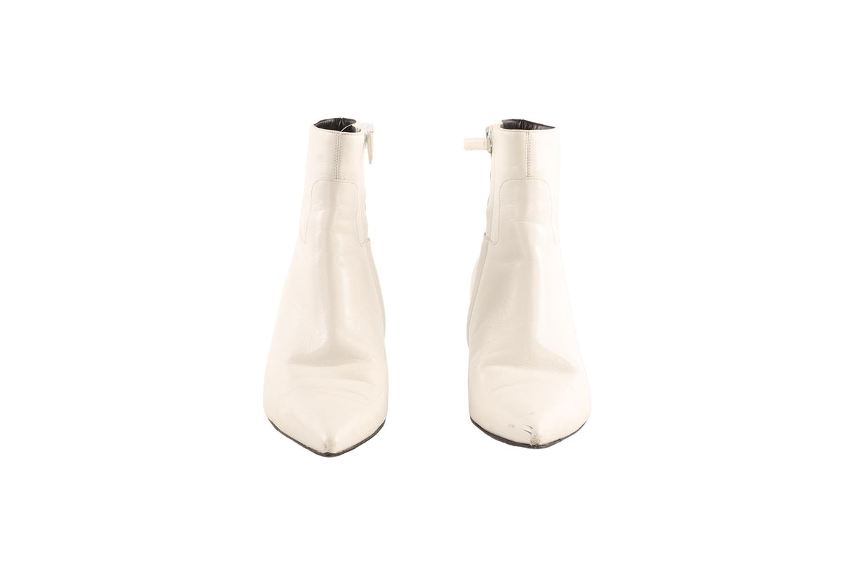 BALENCIAGA WHITE LEATHER ANKLE BOOTS EU 38 UK 5