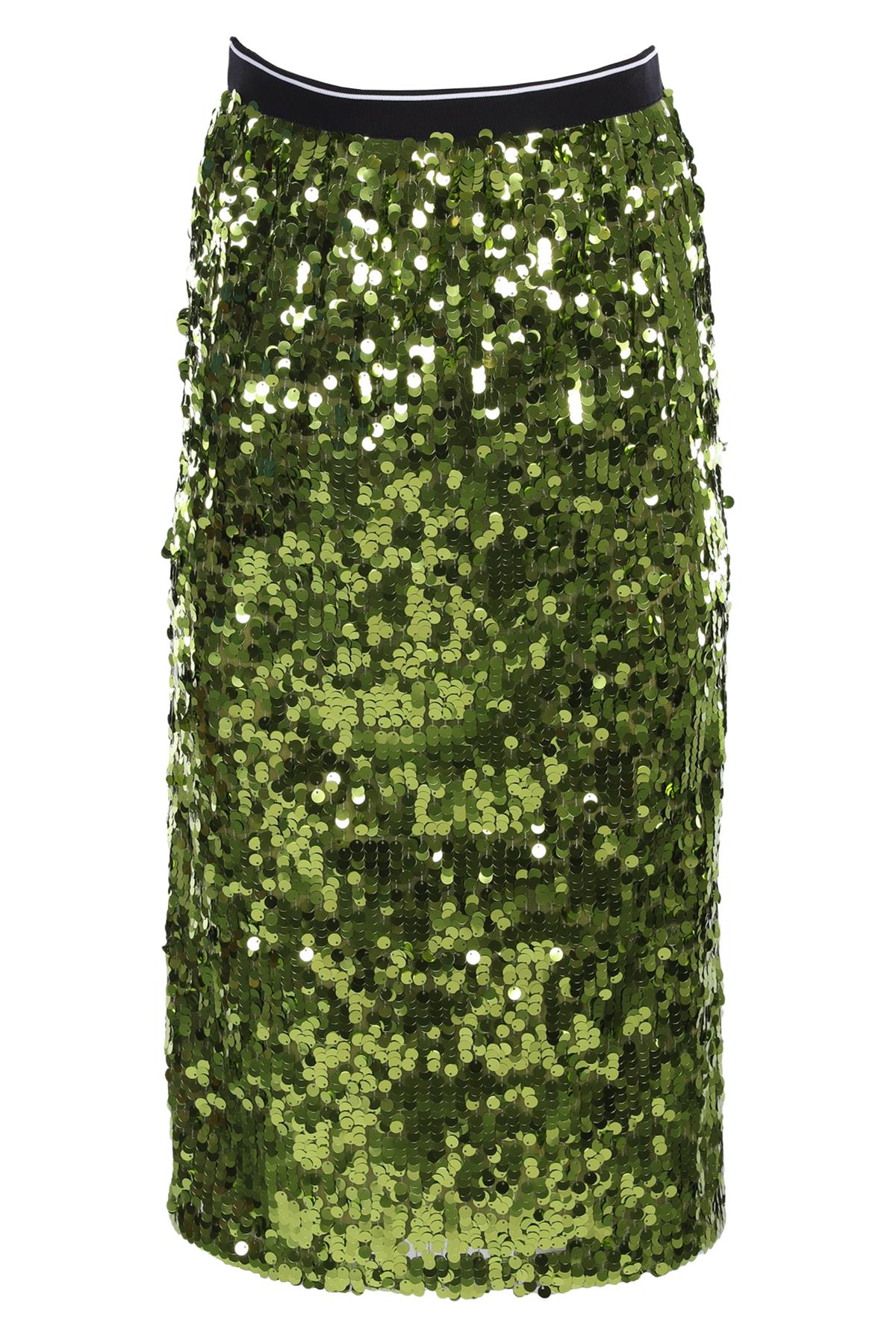 PLAN C GREEN SEQUIN MIDI SKIRT FR 38 UK 10