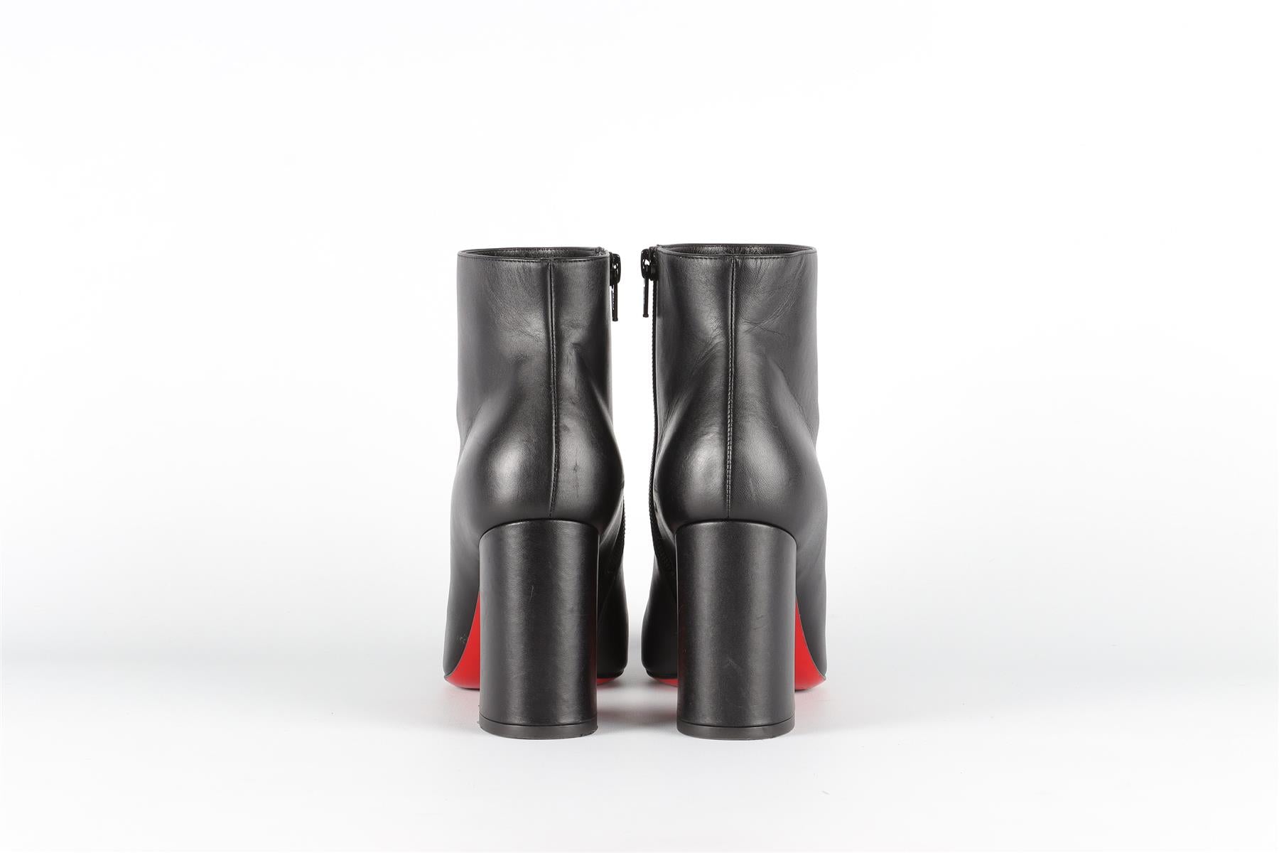 CHRISTIAN LOUBOUTIN BLACK LEATHER ANKLE BOOTS EU 37 UK 4 US 7