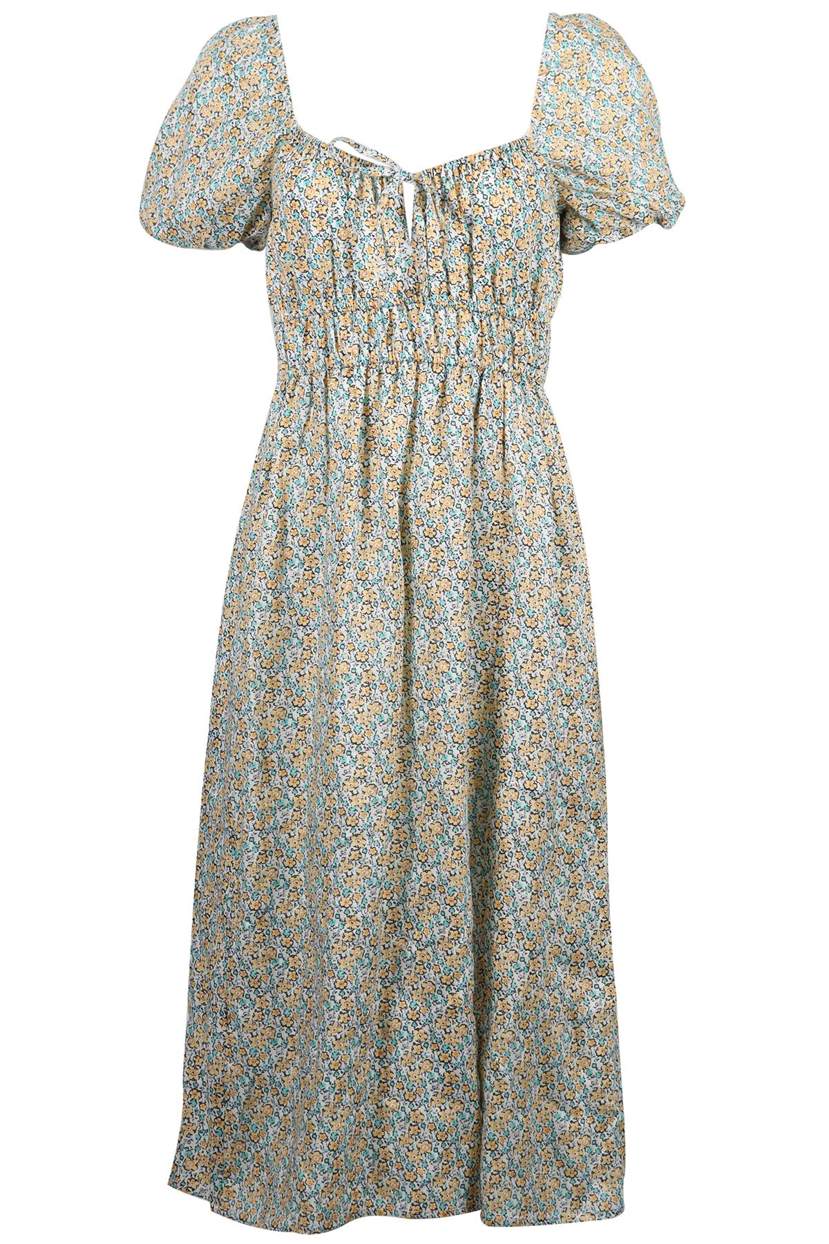 FAITHFULL THE BRAND LINEN MIDI DRESS SMALL