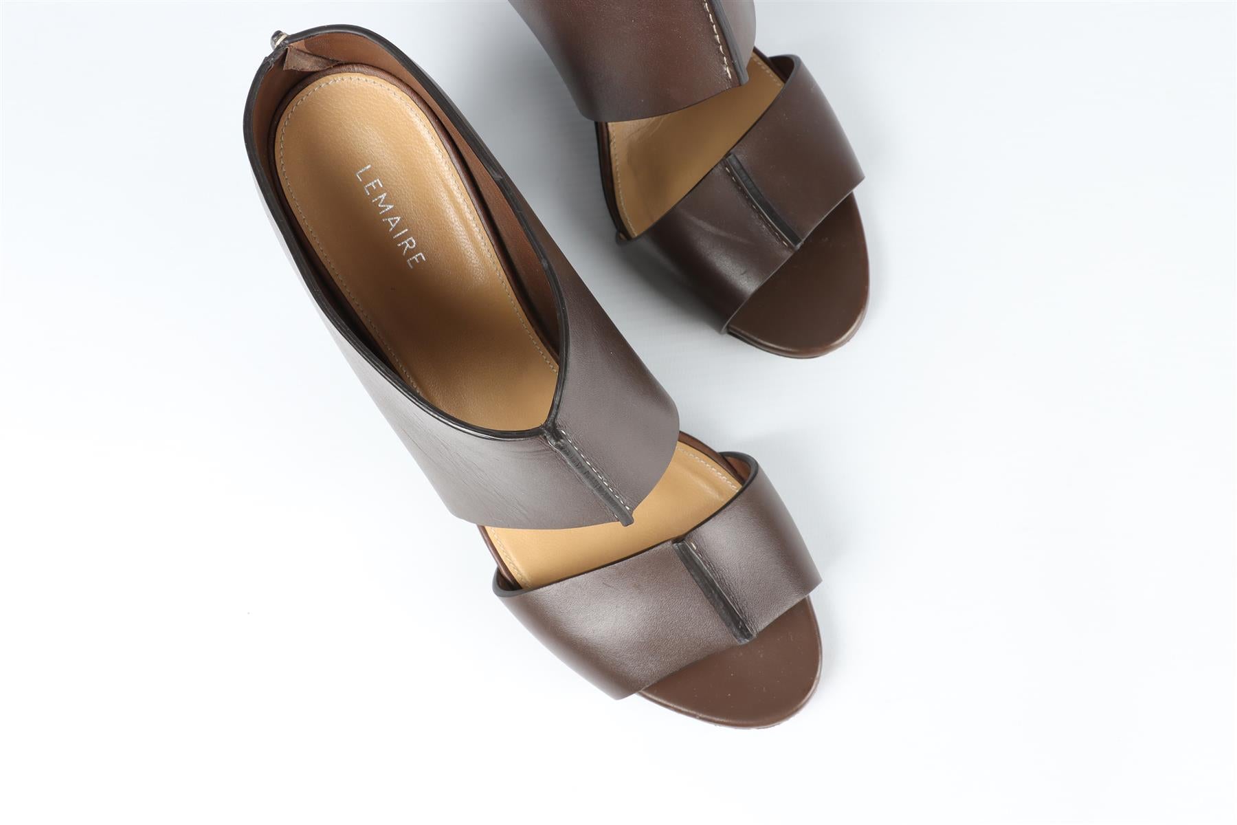 LEMAIRE BROWN LEATHER MULES EU 39.5 UK 6.5 US 9.5