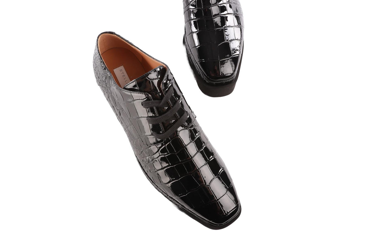STELLA MCCARTNEY BLACK ELYSE FAUX LEATHER PLATFORM SHOES EU 39 UK 6 US 9