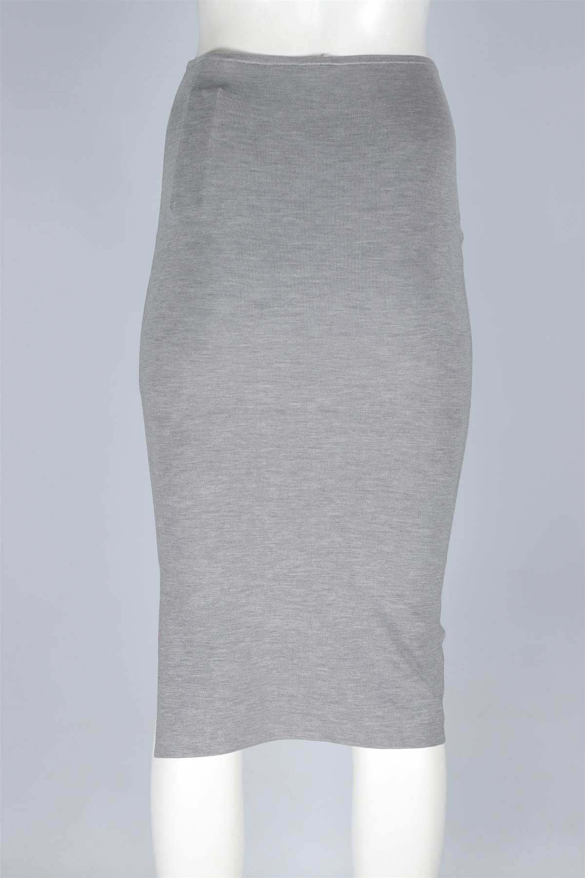 JOSEPH GREY SILK MIDI SKIRT XSMALL