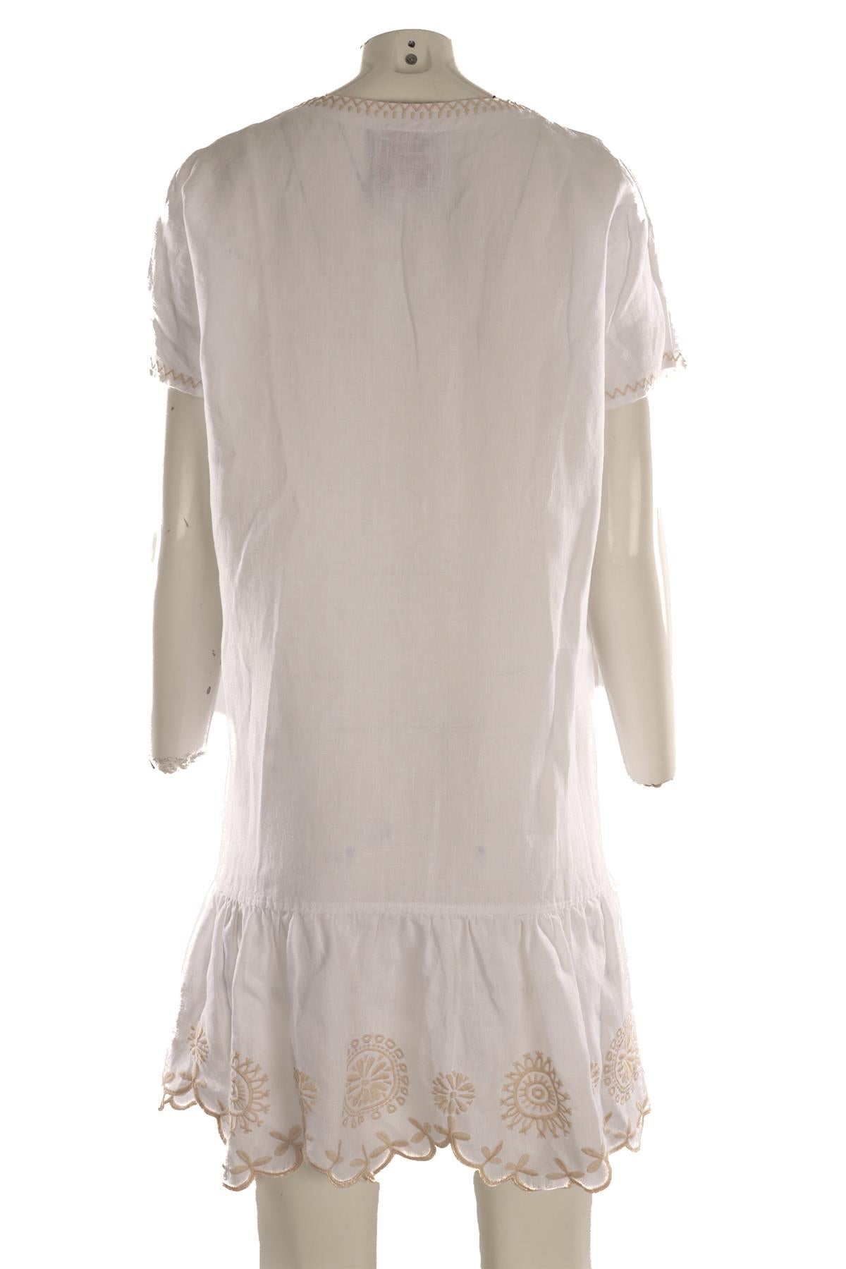 JOHNNY WAS WHITE LINEN MINI DRESS MEDIUM