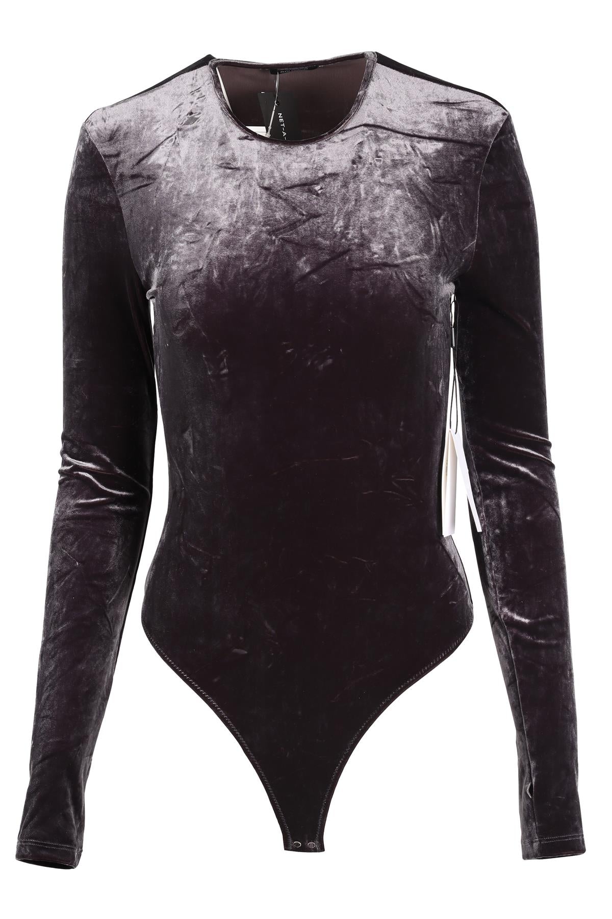 GOLDSIGN GREY VELVET BODYSUIT SMALL