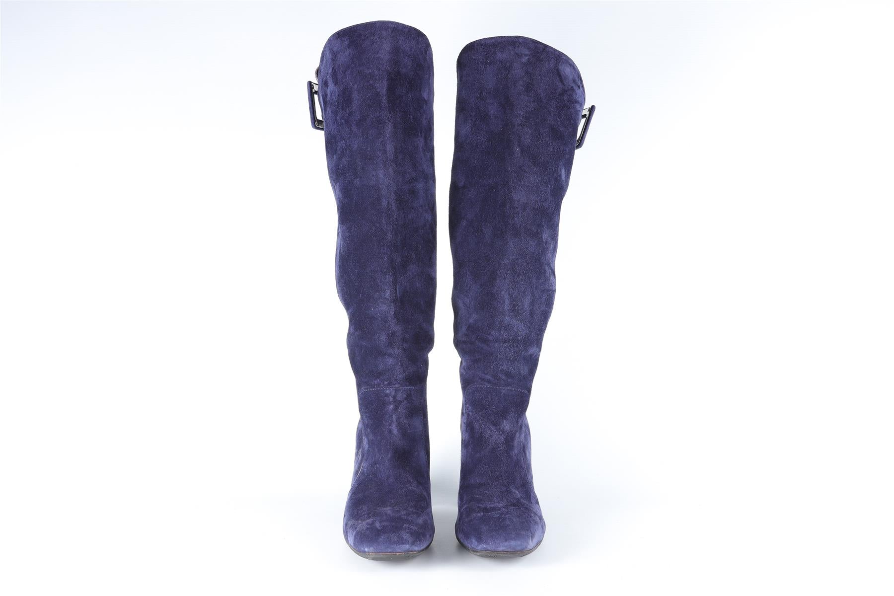 ROGER VIVIER BLUE SUEDE KNEE HIGH BOOTS EU 38 UK 5 US 8